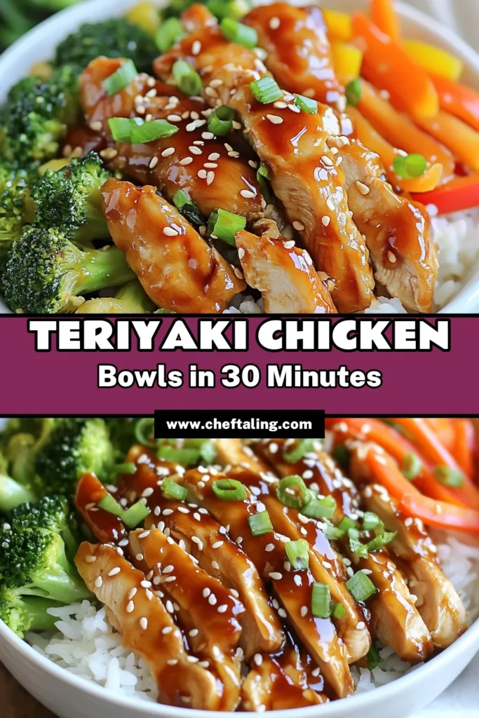 Looking for a delicious and easy dinner idea? Try these Teriyaki Chicken Rice Bowls! Packed with healthy teriyaki chicken, vibrant veggies, and fluffy jasmine rice, this recipe is perfect for busy weeknights. In just 30 minutes, you can whip up this easy chicken stir fry that will impress your family. Don't miss out on this quick dinner recipe that’s both tasty and nutritious. Save it for later! #TeriyakiChickenRiceBowls #EasyChickenStirFry #HealthyTeriyakiChicken #JasmineRiceRecipes