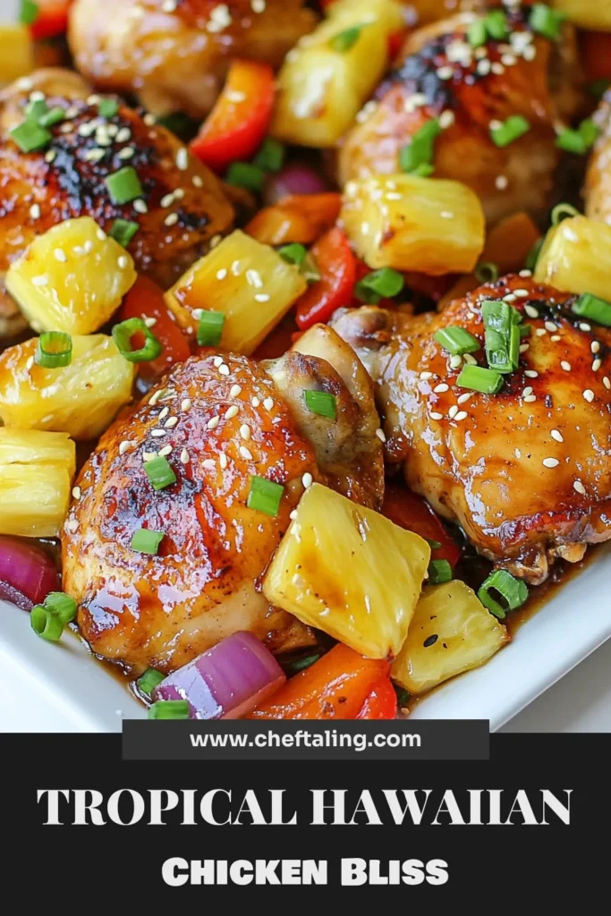 Discover this delicious Hawaiian chicken recipe that brings the taste of the tropics to your dinner table. This easy pineapple chicken is perfect for busy weeknights, featuring marinated chicken thighs and vibrant vegetables on one sheet pan. It's an impressive yet simple sheet pan dinner idea everyone will love. Try this tropical chicken sheet pan for a flavorful meal! Save and share your creations! #HawaiianChicken #SheetPanDinner #EasyDinnerIdeas #PineappleChicken
