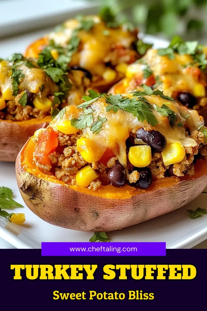 Discover a delicious twist on dinner with these Turkey Stuffed Sweet Potatoes! Packed with flavor from ground turkey, black beans, and spices, this healthy turkey recipe is the perfect combination of nutrition and taste. Easy to make and great for meal prep, these stuffed sweet potato recipes will be a go-to in your kitchen. Try this sweet potato dinner idea today and enjoy a hearty meal! Save this recipe for later! #TurkeyStuffedSweetPotatoes #HealthyRecipes #StuffedSweetPotatoes #GroundTurkeyRecipes