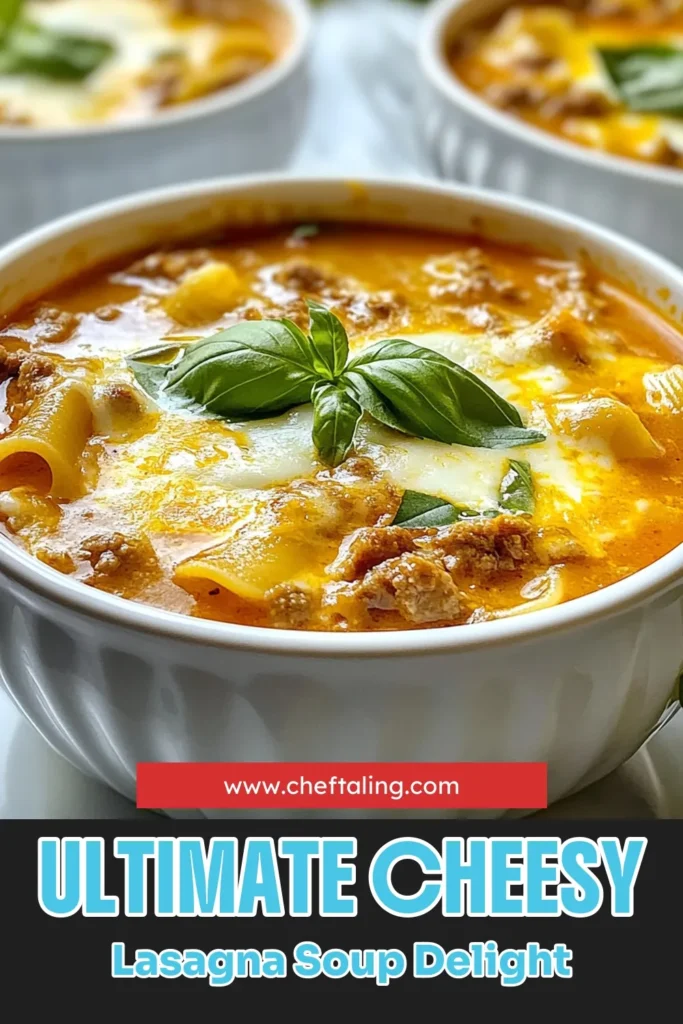 Warm up with this delicious Cheesy Lasagna Soup, the ultimate comfort food soup recipe that’s perfect for any night. This easy lasagna soup combines rich flavors and creamy pasta soup for a delightful twist on traditional Italian lasagna soup. It’s a cozy dish that’s quick to whip up and will leave everyone asking for seconds. Grab the recipe now and start cooking your new favorite meal! #LasagnaSoup #ComfortFood #CreamySoup #PastaRecipes