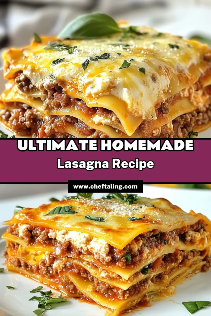 Discover the ultimate homemade lasagna recipe that's sure to impress! This easy lasagna with ricotta features layers of tender noodles, savory beef, and rich cheeses, creating the perfect layered lasagna dish for any occasion. Get the best lasagna cooking tips and make it a family favorite. Save this recipe for your next dinner night! #HomemadeLasagna #EasyLasagna #ClassicBeefLasagna #LayeredLasagnaDish