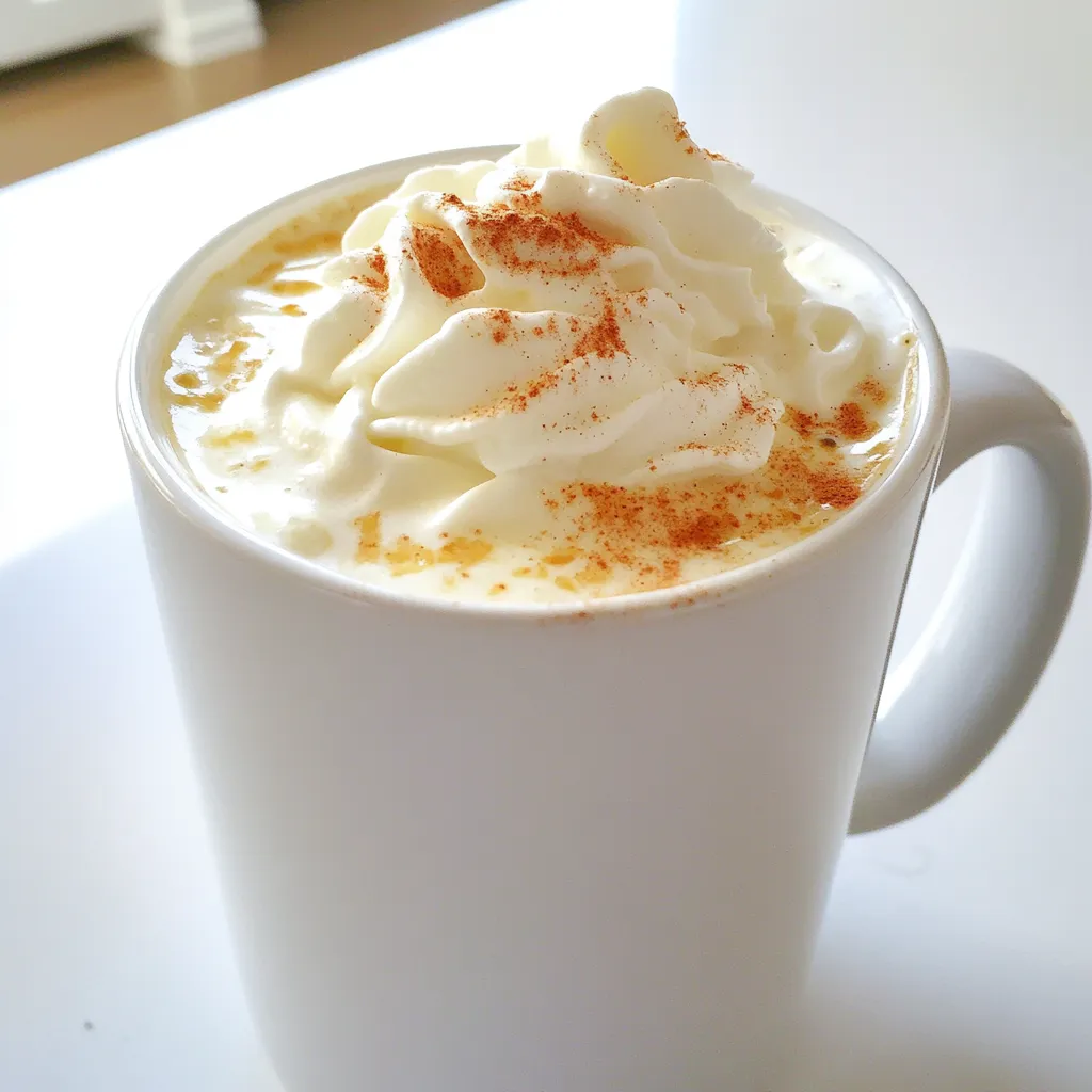 To make Pumpkin Spice White Hot Chocolate, you need simple and tasty ingredients. Each one adds a special touch to this cozy drink. Here’s what you’ll need: - 2 cups whole milk - 1 cup heavy cream - 1 cup white chocolate chips - ½ cup pumpkin puree - 1 teaspoon vanilla extract - 1 teaspoon pumpkin spice mix - A pinch of salt - Whipped cream, for topping - Ground cinnamon or extra pumpkin spice, for garnish Whole milk and heavy cream make the drink rich and creamy. White chocolate chips melt into a sweet base. Pumpkin puree gives it a warm flavor. Vanilla extract adds a lovely aroma. Pumpkin spice mix brings in classic fall flavors. Just a pinch of salt enhances all the tastes. Lastly, whipped cream and a sprinkle of cinnamon or pumpkin spice make it pretty. Once you gather these ingredients, you’re ready to create a delicious drink that warms your heart. You can enjoy it alone or share it with friends and family. Each sip will remind you of cozy fall days. Making Pumpkin Spice White Hot Chocolate is easy and fun. Gather all your ingredients first. You will need whole milk, heavy cream, white chocolate chips, pumpkin puree, vanilla extract, pumpkin spice mix, a pinch of salt, whipped cream, and ground cinnamon or extra pumpkin spice for garnish. This recipe takes about 10 minutes to prep and 15 minutes in total. You can serve four people, so share it with friends or family! Start by pouring 2 cups of whole milk and 1 cup of heavy cream into a medium saucepan. Set your stove to medium heat. Stir the mixture gently. Heat it until it feels warm but do not let it boil. This step is important because boiling can change the texture. Once your milk and cream are warm, add 1 cup of white chocolate chips. Use a whisk and stir continuously. This will help the chocolate melt evenly into the milk. Keep whisking until the mixture is smooth and creamy. Next, stir in ½ cup of pumpkin puree, 1 teaspoon of vanilla extract, 1 teaspoon of pumpkin spice mix, and a pinch of salt. Make sure everything blends well. Once it's creamy and heated, remove the saucepan from the heat. Now, pour your hot chocolate into mugs. Top each serving with whipped cream. Finish by sprinkling ground cinnamon or extra pumpkin spice on top. Enjoy your delicious drink! To make your Pumpkin Spice White Hot Chocolate super creamy, use whole milk and heavy cream. These two ingredients work great together. They add richness that makes each sip feel like a warm hug. Heat them gently in a saucepan, but don’t let them boil. Boiling can change the texture and make it less smooth. Stir often to keep the mixture even and creamy. Everyone has different tastes. If you like your drink sweeter, add more white chocolate chips. Start with an extra tablespoon, then taste it. If it needs more, keep adding a little at a time. For those who prefer less sweetness, cut back on the white chocolate. You can also use less pumpkin puree. This will keep the flavor strong but make it less sweet. Whipped cream makes this drink even better! To get the best whipped cream, use heavy cream. Beat it until it forms stiff peaks. This means it should hold its shape well. You can add a bit of sugar or vanilla for extra flavor. Once your hot chocolate is in the mug, top it with a big scoop of whipped cream. Don’t forget to sprinkle a bit of ground cinnamon or pumpkin spice on top. This adds a nice touch and enhances the fall flavors. {{image_2}} If you want a dairy-free option, try using almond milk or oat milk. These milks create a creamy base without dairy. You can also swap out the heavy cream for coconut cream. It adds richness and a light coconut flavor. For the white chocolate, look for dairy-free chips. They melt well and keep the sweet taste. You can mix in some maple syrup for extra sweetness. It adds a nice fall flavor. Want a little heat? Add a pinch of cayenne pepper or a dash of chili powder. It gives a fun kick to your drink. You can also stir in some caramel sauce for a sweet twist. A splash of flavored extracts, like hazelnut or almond, can also elevate the taste. This drink is perfect for fall gatherings. Serve it at Halloween parties in cute mugs. You can even top it with marshmallows for a fun touch. For Thanksgiving, offer it as a warm drink option. Add a sprinkle of nutmeg on top for a festive look. You can create a hot chocolate bar with toppings like crushed cookies or chocolate shavings. This way, everyone can customize their own cup. You can store leftover Pumpkin Spice White Hot Chocolate in an airtight container. Let it cool first. Then, place it in the fridge. This keeps it fresh for later. To reheat, pour the hot chocolate into a saucepan. Heat over low heat. Stir it gently to avoid burning. You can also use the microwave. Heat it in short bursts. Stir in between to ensure even warming. Stored correctly, this treat lasts about three days in the fridge. For best taste, consume it within this time. If you see any changes in texture or smell, toss it out. Always trust your senses! Yes, you can make this drink vegan. Use almond milk or oat milk instead of whole milk and heavy cream. Replace white chocolate chips with dairy-free options. Pumpkin puree fits well in vegan recipes. If you can't find pumpkin puree, use butternut squash puree or sweet potato puree. Both options give a similar flavor and texture. You may also blend cooked pumpkin for a fresh taste. To add more spice, increase the pumpkin spice mix to two teaspoons. You can also add a pinch of cayenne pepper or more cinnamon for an extra kick. Adjust to your taste! Absolutely! Almond milk, soy milk, or coconut milk all work well. Choose a creamy milk alternative to maintain a rich texture. Just ensure it is unsweetened for better flavor balance. For garnishes, whipped cream is a must. You can sprinkle ground cinnamon or extra pumpkin spice on top. Chocolate shavings or caramel drizzle can add a fun twist. Enjoy your tasty drink! This blog post detailed how to make a delicious Pumpkin Spice White Hot Chocolate. We covered essential ingredients, simple steps, and helpful tips. You learned how to achieve creamy texture and customize sweetness. We shared dairy-free ideas and perfect serving suggestions for seasonal gatherings. In closing, enjoy crafting this cozy drink at home. It’s perfect for chilly days and gatherings. Your taste buds will thank you!