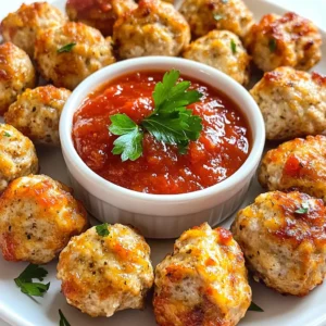 For these flavorful meatballs, you need simple, tasty items. Here’s what to gather: - 1 lb ground chicken - 1 cup breadcrumbs - ½ cup grated parmesan cheese - ¼ cup finely chopped parsley - ½ teaspoon garlic powder - ½ teaspoon onion powder - 1 teaspoon Italian seasoning - ½ teaspoon salt - ¼ teaspoon black pepper - 1 large egg - 2 tablespoons olive oil - ½ cup marinara sauce (for dipping) These ingredients come together to make a dish kids will love! Want to make these meatballs even better? Try these add-ins: - ¼ cup finely chopped bell peppers for crunch - ¼ cup grated carrots for sweetness - ¼ teaspoon red pepper flakes for a little heat These options can help you customize the flavor to please your kids. Sometimes, you may need to swap out ingredients. Here are some easy substitutes: - Instead of ground chicken, use ground turkey for a leaner option. - If you don’t have breadcrumbs, crushed crackers or oats work well. - For dairy-free diets, try nutritional yeast instead of parmesan cheese. These swaps keep the dish kid-friendly while making it work for your pantry! {{ingredient_image_1}} To start, grab a large mixing bowl. Add 1 pound of ground chicken to the bowl. Next, add 1 cup of breadcrumbs. This helps bind the meatballs. Then, sprinkle in ½ cup of grated parmesan cheese for flavor. Chop ¼ cup of parsley finely and add it in. Now, add ½ teaspoon of garlic powder and ½ teaspoon of onion powder. These spices add a nice taste. Then, include 1 teaspoon of Italian seasoning, ½ teaspoon of salt, and ¼ teaspoon of black pepper. Finally, crack in 1 large egg. Mix everything well with your hands or a spoon. Ensure all ingredients are combined. With the mixture ready, it’s time to shape the meatballs. Take a small amount of the mixture and roll it into a ball about 1 inch wide. You should make around 20 meatballs. Once shaped, heat 2 tablespoons of olive oil in a large skillet over medium heat. When the oil is hot, place the meatballs in the skillet. Don't overcrowd them; it’s best to cook them in batches. Cook for about 5 to 7 minutes on each side. Look for a golden-brown color and ensure they reach an internal temperature of 165°F. Once cooked, remove them from the skillet and let them rest on a paper towel-lined plate. Serving these meatballs is simple and fun! Place them on a colorful plate. Add a small bowl of marinara sauce for dipping. Kids love to dip their food! You can also sprinkle some fresh parsley on top for a nice look. These meatballs go great with pasta, rice, or even a fresh salad. You can make a whole meal out of them or serve them as snacks. Enjoy! To make meatballs kid-friendly, keep the flavors simple. Avoid strong spices that kids might not like. Use ingredients like breadcrumbs and parmesan cheese to add a nice texture. You can even let your kids help mix the meatballs. They will enjoy the process and feel proud of their creation. Shape small meatballs, about one inch wide. Small sizes are easier for little hands to manage. Cooking meatballs well is key to getting them just right. Start by heating olive oil in a skillet over medium heat. This gives the meatballs a nice golden color. Cook them in batches to avoid crowding. If they are too close, they may not cook evenly. Each batch should take about five to seven minutes per side. Use a meat thermometer to check if they reach 165°F inside. This ensures they are safe to eat. To enhance flavor, use mild herbs and spices. Italian seasoning brings warmth without being too strong. Garlic powder and onion powder add taste but not too much kick. Fresh parsley gives a bright touch and makes the meatballs look nice. If your kids like a little heat, add a pinch of red pepper flakes in your mix. Just a bit will give flavor without being overwhelming. Always serve with marinara sauce for dipping. It adds fun and flavor! Pro Tips Use Fresh Herbs: Fresh parsley adds a vibrant flavor compared to dried herbs. If available, consider using fresh herbs for a better taste. Don’t Overmix: Overmixing the meatball mixture can lead to tough meatballs. Mix just until combined for a tender result. Check Temperature: Use a meat thermometer to ensure your meatballs are fully cooked. They should reach an internal temperature of 165°F. Batch Cooking: These meatballs freeze well. Cook a double batch and freeze half for a quick meal later! {{image_2}} You can add some spice to these meatballs for adults. Try adding crushed red pepper for heat. A teaspoon works well. You can also mix in smoked paprika for a nice, smoky flavor. This gives the dish a deeper taste. Don’t forget cayenne pepper if you want more kick. Just a pinch goes a long way! Sauces make meals fun! For kids, serve these meatballs with marinara sauce. It’s sweet and tasty. You can also try honey mustard for a different twist. Another favorite is BBQ sauce. Kids love the sweet and tangy flavor. Ground chicken is great for more than meatballs. You can make tasty tacos using the same mixture. Just add taco seasoning and serve with tortillas. Ground chicken also works for burgers. Just form patties instead of meatballs. Grill or pan-fry them until golden brown. This adds variety to your meals while keeping things kid-friendly! To store leftover meatballs, first let them cool down. Place them in an airtight container. You can keep them in the fridge for up to three days. If you want to save them longer, freezing is a great option. When reheating meatballs, you want them to stay moist. The best way is to use the oven. Preheat it to 350°F. Place the meatballs on a baking sheet and cover them with foil. Heat for about 15 minutes. You can also use the microwave. Just put a few on a plate and cover with a damp paper towel. Heat for 1-2 minutes. To freeze meatballs, first, cool them completely. Arrange them on a baking sheet and freeze for about one hour. This step prevents them from sticking together. Once frozen, transfer them to a freezer bag. Label the bag and store for up to three months. When ready to eat, thaw in the fridge overnight before reheating. Yes, you can use ground turkey in this recipe. Turkey is lean and works well. The flavor will be slightly different but still tasty. Both meats cook in a similar way, so no changes are needed in the cooking steps. Several sides go great with these meatballs. Here are some ideas: - Spaghetti: A classic choice. - Steamed veggies: Broccoli or carrots add great color. - Mashed potatoes: Creamy and filling. - Rice: White or brown rice complements the meatballs nicely. - Salad: A fresh side can balance the meal. To make these meatballs gluten-free, simply use gluten-free breadcrumbs. Many brands are available in stores. You can also make your own from gluten-free bread. Just toast it, then blend it to crumbs. The rest of the recipe stays the same. Enjoy your gluten-free meatballs! This article covered how to make kid-approved ground chicken meatballs. I shared main ingredients, optional add-ins, and substitutes. You learned step-by-step instructions for preparation, shaping, and cooking. We discussed tips to make meatballs kid-friendly and enhancing flavor. Variations included different spices and alternative dishes like tacos. In the end, these meatballs can be a fun meal. Enjoy mixing flavors while serving your family tasty dishes.