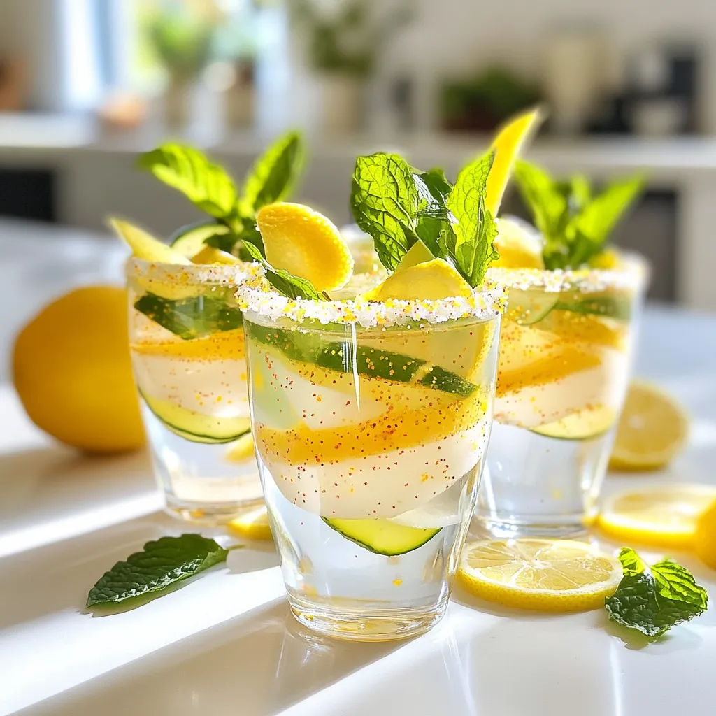 - 1 cup sparkling water - 2 tablespoons elderflower syrup - 1 tablespoon fresh lemon juice - 1 teaspoon edible glitter (various colors) - Fresh mint leaves for garnish - Slices of lemons or limes for garnish To create Fairy Dust Shots, gather these simple ingredients. Sparkling water adds fizz and fun. Elderflower syrup gives a sweet, floral taste. Fresh lemon juice adds a zesty twist. Edible glitter makes the drink shine. Fresh mint leaves and citrus slices make great garnishes. When choosing your ingredients, pick high-quality sparkling water. It should be bubbly and refreshing. The elderflower syrup should be pure and natural for the best flavor. Fresh lemons and limes will brighten your shots. Always use edible glitter made for food, not craft supplies. This ensures safety and taste. This recipe serves six. It takes just ten minutes to prepare. Get ready to impress your friends with these magical drinks! {{ingredient_image_1}} To start, I take a mixing bowl. I add 2 tablespoons of elderflower syrup and 1 tablespoon of fresh lemon juice. Then, I stir the mix until it is well combined. This blend gives the shots a sweet and tangy flavor. Next, I prepare my shot glasses. I take a lemon and gently run it around the rim of each glass. This makes the rim sticky. Now, I dip each glass into edible glitter. The glitter sticks to the rim, adding a magical touch! Now comes the fun part! I carefully pour the elderflower mixture into each shot glass, filling them halfway. Then, I top the glasses with 1 cup of sparkling water. I watch as the bubbles rise and the glitter swirls beautifully in the drink! To finish, I garnish each shot with a fresh mint leaf and a small slice of lemon or lime on the rim. This adds a pop of color and freshness. When picking edible glitter, look for high-quality brands. I love using brands like Wilton or Sugarflair. They offer a range of colors and shine. Avoid craft glitters, as they are not safe to eat. For cocktails, fine glitter works best. It mixes well in drinks and creates a magical effect. Next, think about color combinations. Bright colors like gold, silver, or pink pop in your shots. You can mix colors for a fun look. Try blue and green for a fairy-tale vibe. A rainbow mix can also add excitement to your drink. Pair these shots with light snacks. They go well with cheese platters or fresh fruits. You can also serve them at parties with finger foods. Think of mini sandwiches or veggie trays. For a special touch, use sparkly napkins and colorful straws. For presentation, use clear shot glasses. This lets the glitter shine and swirl. You can also add fairy lights to your table. This creates a magical atmosphere for your guests. You can prepare some parts in advance. Mix the elderflower syrup and lemon juice a few hours before serving. Just store it in the fridge. When ready, rim the shot glasses and add glitter. To store any leftover ingredients, keep the edible glitter in a cool, dry place. Make sure the lid is tight. You can keep the elderflower syrup in the fridge for up to a month. It stays fresh and ready for your next drink. Remember, these shots taste best when served right away. Enjoy the sparkle and fun with your guests! Pro Tips Use Chilled Ingredients: For the best flavor and to keep your shots refreshing, ensure that your sparkling water and elderflower syrup are chilled before mixing. Choose Quality Edible Glitter: Opt for high-quality edible glitter that is safe for consumption; this will enhance the visual appeal without compromising on taste. Mix Before Serving: To maintain the enchanting swirl of glitter, serve immediately after topping with sparkling water to prevent the glitter from settling. Experiment with Flavors: Feel free to substitute elderflower syrup with other flavored syrups like lavender or rose for a unique twist on your fairy dust shots. {{image_2}} You can make Fairy Dust Shots even more fun! Try using different syrups or juices. Here are some tasty ideas: - Lavender syrup: It adds a sweet floral taste. - Rose syrup: For a lovely pink hue and a unique flavor. - Pineapple juice: This gives a tropical twist. - Raspberry puree: Add sweetness and a bright color. Each of these flavors pairs well with the sparkling water. Mix and match to find your favorite! Want a mocktail? It’s easy to create a non-alcoholic Fairy Dust Shot. Just follow the same steps, but skip any alcohol. - Use sparkling water as usual. - Keep the elderflower syrup and fresh lemon juice. - Add a splash of your favorite fruit juice for extra flavor. This way, everyone can enjoy the magic, even kids! You can also change your Fairy Dust Shots with seasonal ingredients. Here are some ideas for each season: - Spring: Add fresh berries like strawberries or blueberries. - Summer: Use fresh mint or basil for a refreshing twist. - Fall: Try apple cider or a dash of cinnamon for warmth. - Winter: Add pomegranate juice for a festive touch. These variations keep your drinks fresh and exciting all year round! To keep edible glitter fresh, store it in a cool, dry place. Use an airtight container to avoid moisture. Keep it away from sunlight to maintain its color. For unused elderflower syrup, seal it tightly in a bottle. Store it in the fridge. It can last for up to a month if properly stored. Fresh mint leaves are best used right away. If you have extras, wrap them in a damp paper towel. Then, place them in a plastic bag in the fridge. They should stay fresh for about a week. Elderflower syrup lasts about three to four weeks in the fridge. Fresh lemon juice is best used within a week for the best taste. Sparkling water should be consumed within a few days if opened. An unopened bottle can last for months. Edible glitter has no real expiration date but keep it sealed for freshness. To keep everything fresh, always check for signs of spoilage. If it smells off or looks strange, it’s best to toss it out. Fairy Dust Shots are best served fresh. They taste best when bubbly. However, if you have leftovers, store them in the fridge. Place the shots in a covered container. Drink them within a day to keep the sparkle. The longer they sit, the less fizzy they become. If you want to serve them later, prepare the elderflower mix and glitter. Store these separately and mix them just before serving. This way, the shots stay magical and refreshing! Edible glitter is usually made from sugar or starch. Some brands use food-safe colorings. It is safe to eat in small amounts. Always check the label for safety. Look for products marked as "edible" to ensure they are safe. No, do not use regular glitter in drinks. Regular glitter is not safe for eating. It can cause health issues or harm your stomach. Always choose edible glitter made for food use. This keeps your drinks safe and fun. Making elderflower syrup is simple. You need just a few items. Here’s how to do it: - Ingredients: - 1 cup elderflowers (fresh) - 4 cups water - 2 cups sugar - 1 lemon (sliced) - 1 teaspoon citric acid (optional) - Instructions: 1. Rinse the elderflowers gently to remove dirt or bugs. 2. In a pot, combine water and sugar. Heat until sugar dissolves. 3. Add elderflowers and lemon slices to the pot. 4. Let the mixture sit for 24 hours in the fridge. 5. Strain the liquid through a fine sieve. 6. Store the syrup in a bottle in the fridge. Use it for drinks or desserts. This syrup adds a sweet, floral touch to your Fairy Dust Shots! You can create delightful Fairy Dust Shots using simple ingredients and easy steps. We covered the essential elements, from making the elderflower mix to adding that magical glitter. Remember, you can vary the flavors and serve them at any party. With proper storage, your components will stay fresh for your next gathering. Enjoy trying different ideas to make these shots your own. Get creative, and impress your guests with this fun and tasty treat!
