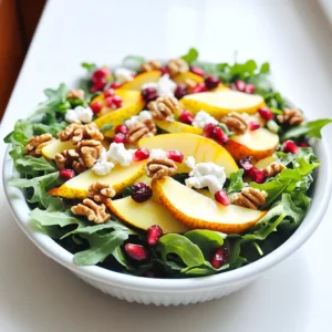 - 2 ripe pears, thinly sliced - 4 cups mixed greens (arugula, spinach, and kale) - ¼ cup dried cranberries - ¼ cup pomegranate seeds Fresh produce makes this salad vibrant and tasty. Ripe pears add sweetness. Mixed greens provide a crunchy base. Dried cranberries give a hint of tartness. Pomegranate seeds add a pop of color and flavor. - ½ cup goat cheese, crumbled - ⅓ cup walnuts, toasted and chopped Goat cheese brings creaminess to the salad. Its tangy flavor contrasts well with the sweet pears. Toasted walnuts add a nutty crunch. They also boost the salad's nutrition and flavor. - 3 tablespoons olive oil - 1 tablespoon apple cider vinegar - 1 teaspoon Dijon mustard - Salt and pepper to taste A simple dressing ties the salad together. Olive oil adds richness. Apple cider vinegar brings brightness. Dijon mustard adds a slight kick. Salt and pepper enhance all the flavors. This combination creates a balanced and fresh dressing. To start, I toast the walnuts. Place them in a dry skillet over medium heat. Stir them often for 5 to 7 minutes. You will know they are done when they smell good and turn golden. This step brings out their flavor. Next, I slice the pears. I use two ripe pears for this salad. I cut them into thin slices. This makes them easy to mix and ensures they stay pretty. Now, I mix the greens. I use 4 cups of mixed greens. My favorite mix includes arugula, spinach, and kale. I toss these together in a large bowl. This mix adds color and crunch to the salad. Now, I make the dressing. In a small bowl, I whisk together 3 tablespoons of olive oil, 1 tablespoon of apple cider vinegar, and 1 teaspoon of Dijon mustard. I add salt and pepper to taste. This mixture brings a tangy flavor to the salad. I taste the dressing after whisking. If needed, I adjust the seasoning. Just a pinch more salt or pepper can make a big difference. It's time to assemble the salad. In the large bowl with mixed greens, I add the sliced pears, toasted walnuts, ¼ cup of dried cranberries, and ¼ cup of pomegranate seeds. I combine all these elements gently. Next, I drizzle the dressing over the salad. I toss everything together, but I am careful. I don’t want to mash the pears; they need to stay fresh and beautiful. Finally, I sprinkle ½ cup of crumbled goat cheese on top. This adds a creamy texture and rich flavor. I serve the salad right away for the best taste. Enjoy your fresh, tasty delight! - Choosing ripe pears: Look for pears that feel slightly soft when you press them. They should smell sweet. Avoid pears that are too hard or have dark spots. Ripe pears add a nice sweetness to your salad. - Toasting walnuts for maximum flavor: Toast walnuts in a dry skillet over medium heat. Stir them often for about 5 to 7 minutes. They should turn golden and smell nutty. Toasting brings out their rich flavor, making your salad even more delicious. - Rustic serving ideas: Serve the salad in a large wooden bowl. This gives it a cozy, autumn feel. The natural wood complements the colors of the salad well. - Garnishing tips with pomegranate seeds: Sprinkle extra pomegranate seeds on top before serving. They add bright color and a pop of flavor. You can also add whole walnuts for a nice touch. - Pairing with proteins: This salad goes well with grilled chicken or shrimp. You can also add sliced steak for a heartier meal. The protein balances the lightness of the salad. - Ideal occasions for serving: Serve this salad at fall gatherings, holiday dinners, or casual lunches. It’s fresh and festive, making it perfect for any autumn occasion. {{image_2}} You can easily change up the nuts in your salad. Instead of walnuts, try pecans or almonds. Both add nice crunch and flavor. If you want a different cheese, feta or blue cheese works well too. Each brings its own taste. Feta adds a salty kick, while blue cheese gives a bold flavor. This salad shines with fall veggies. Roasted squash adds sweetness and warmth. You can also add other fruits like apples or figs. Apples give a crisp bite, while figs add a chewy texture. These swaps can make your salad unique every time. Homemade vinaigrettes can elevate your salad. Mix olive oil and vinegar to create a fresh base. Adding herbs like basil or thyme can boost flavor. You can also try spices like cumin or paprika for extra zing. Experimenting with dressings makes each salad special. To keep your Pear & Goat Cheese Autumn Salad fresh, store it in an airtight container. This helps prevent the greens from wilting. Aim to eat leftovers within two days for the best taste. Always check for freshness before eating. You can prep ingredients like pears, nuts, and cheese separately. This keeps everything fresh and crisp. Mix the greens and toppings together before serving. Assemble the salad just before you eat. This helps maintain the best flavors and textures. You cannot freeze the salad once it is mixed. Freezing will change the texture of the greens. However, you can freeze nuts and cheese. For nuts, place them in a sealed bag and remove air before freezing. To thaw, leave them at room temperature. For cheese, let it sit in the fridge overnight to soften. To make this salad quickly, follow these steps: 1. First, toast the walnuts in a dry skillet on medium heat. Stir them for about 5-7 minutes until they smell good and turn golden. 2. Next, in a small bowl, combine olive oil, apple cider vinegar, Dijon mustard, salt, and pepper. Whisk until mixed well. 3. In a large bowl, mix the greens, sliced pears, toasted walnuts, dried cranberries, and pomegranate seeds. 4. Drizzle the dressing over this mix and toss gently. Don’t mash the pears while tossing. 5. Finally, add crumbled goat cheese on top and serve right away for the best taste. For the best results, use a mix of greens. I recommend: - Arugula for a peppery taste. - Spinach for a mild flavor. - Kale for a hearty crunch. These greens add great texture and flavor to your salad. Yes, you can make this salad vegan with a few changes: - Replace goat cheese with vegan cheese or avocado. - Use maple syrup instead of honey in the dressing if you want added sweetness. - Ensure the Dijon mustard does not contain honey. These swaps keep the salad tasty and plant-based. This salad lasts about 1-2 days in the fridge. To keep it fresh: - Store the salad without dressing until serving. - Keep the dressing in a separate container. This way, the greens stay crisp and delicious! This salad combines fresh produce, creamy cheese, and crunchy nuts, making it delightful. I covered how to prepare the ingredients, make dressings, and assemble the dish. Important tips help enhance flavor and present beautifully. You can also explore variations and storage options to fit your needs. In giving this salad a try, you can enjoy a tasty, healthy meal any time. Now, gather your ingredients and dig into this vibrant dish!