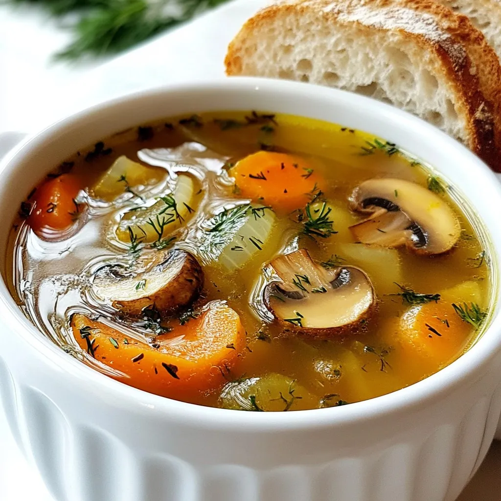 To make a tasty homemade vegetable broth, you need fresh vegetables, herbs, and spices. Here’s a list of the key ingredients: - 1 large onion, quartered - 2 carrots, roughly chopped - 2 celery stalks, roughly chopped - 4 cloves garlic, smashed - 1 cup mushrooms, sliced These fresh vegetables give the broth its rich and warm flavor. The onion adds sweetness, while the carrots bring a nice earthiness. The celery offers a crisp taste, and garlic boosts the flavor. Mushrooms add depth and umami. - 1 teaspoon dried thyme - 1 teaspoon dried rosemary - 1 bay leaf These herbs and spices enhance the broth’s aroma and taste. Thyme provides a subtle, herbal note. Rosemary adds a pine-like flavor that brightens the mix. The bay leaf introduces a hint of warmth. - 8 cups water - Salt and pepper to taste Water is the base for your broth. It carries all the flavors from the vegetables and herbs. Seasoning with salt and pepper at the end ensures you achieve the perfect balance of taste. Using fresh, high-quality ingredients makes a big difference. You can customize the flavors with your favorite herbs. Enjoy making this wholesome and flavorful broth! {{ingredient_image_1}} Start by chopping your vegetables. For the onion, cut it into quarters. Roughly chop two carrots and two celery stalks. Smash four cloves of garlic with the side of your knife. Slice one cup of mushrooms. This mix of fresh veggies gives the broth its rich taste. Now, let’s combine the ingredients in a stockpot. Add your quartered onion, chopped carrots, chopped celery, smashed garlic, and sliced mushrooms into the pot. Next, add one teaspoon of dried thyme, one teaspoon of dried rosemary, and one bay leaf. Pour in eight cups of water, making sure all the veggies are submerged. Place the pot on the stove and bring the mixture to a boil over medium-high heat. Once it’s boiling, reduce the heat to low. Let it simmer uncovered for 1.5 to 2 hours. During this time, skim off any foam or impurities that rise to the top. This helps keep your broth clear and clean. After simmering, remove the pot from heat and let it cool slightly. Now, it’s time to strain the broth. Use a fine-mesh sieve or cheesecloth to filter out the solids. Pour the broth into a large bowl or another pot, leaving the solids behind. Finally, season your broth with salt and pepper to taste. Give it a stir and adjust the seasoning as needed. Enjoy your homemade vegetable broth warm. You can also store it in the fridge for up to a week or freeze it for later use. Cooking vegetable broth on the stovetop is simple and rewarding. Follow these steps: 1. Start with a large stockpot. 2. Add 1 quartered onion, 2 chopped carrots, 2 chopped celery stalks, 4 smashed garlic cloves, and 1 cup of sliced mushrooms. 3. Mix in 1 teaspoon of dried thyme and 1 teaspoon of dried rosemary for flavor. 4. Add 1 bay leaf. 5. Pour in 8 cups of water. Make sure all the veggies are covered. 6. Heat the pot on medium-high until it boils. 7. After boiling, lower the heat to let it simmer uncovered for 1.5 to 2 hours. 8. Skim off any foam that forms on top. 9. When done, take the pot off the heat. Let it cool a bit. 10. Strain the broth through a fine-mesh sieve into a bowl. Discard the solids. 11. Season the broth with salt and pepper to your taste. The slow cooker method is great for busy days. It lets the flavors blend well. Here’s how to do it: 1. Place all the same ingredients into your slow cooker. 2. Combine the quartered onion, chopped carrots, chopped celery, smashed garlic cloves, sliced mushrooms, dried thyme, dried rosemary, and bay leaf. 3. Pour in 8 cups of water. 4. Cover and set the slow cooker on low for about 6 to 8 hours. 5. Once finished, strain the broth just like in the stovetop method. 6. Add salt and pepper to taste. The Instant Pot is perfect for a quick broth. It cuts down cooking time. Here’s how to make it: 1. Add the same ingredients into the Instant Pot: onion, carrots, celery, garlic, mushrooms, thyme, rosemary, and bay leaf. 2. Pour in 8 cups of water. 3. Close the lid and set it to high pressure for 30 minutes. 4. Once done, let the pressure release naturally for about 15 minutes. 5. Strain the broth into a bowl and discard the solids. 6. Season with salt and pepper to your taste. Each method gives you a rich and tasty broth. Pick the one that fits your schedule best! Pro Tips Freshness Matters: Using fresh vegetables will greatly enhance the flavor of your broth. Look for vibrant, firm vegetables with no blemishes. Layering Flavors: For a deeper flavor, consider roasting the vegetables before adding them to the broth. This adds a nice caramelized taste. Seasoning Wisely: Add salt gradually and taste as you go. This way, you can control the saltiness of the broth without overpowering the natural vegetable flavors. Storage Savvy: Make sure to let the broth cool completely before storing it. This prevents condensation from forming in the container, which can dilute the flavor. {{image_2}} To boost your vegetable broth, consider adding more flavors. Here are some ideas: - Leeks: They add a mild and sweet taste. - Tomatoes: Use fresh or canned for a rich flavor. - Bell Peppers: They bring a nice sweetness and color. - Corn: Adds a touch of sweetness and creaminess. - Zucchini: A mild, fresh taste that blends well. Feel free to mix and match these ingredients. Each addition can change the broth's taste. Experiment and find what you love! To make perfect broth, steer clear of these common mistakes: - Too much salt: Add salt at the end to control saltiness. - Overcooking: Simmer gently for 1.5 to 2 hours. - Ignoring skim foam: Skim off foam for a clear broth. - Not straining well: Use a fine-mesh sieve to remove solids. These tips help you get a clear and tasty broth. Presentation makes your broth appealing. Here are some tips: - Serve the broth warm in a bowl. - Garnish with fresh herbs like parsley or dill. - Pair it with crusty bread for dipping. - Add a splash of lemon juice for brightness. These small touches enhance the experience of your homemade broth. Enjoy! You can add many veggies to your broth. Seasonal vegetables add more flavor. Use zucchini in summer or butternut squash in fall. Sweet potatoes work well in winter. In spring, try asparagus or peas. The key is to use fresh, local produce when you can. This makes your broth taste even better. This broth is vegan, making it great for all diets. If you want a non-vegan version, add chicken scraps or beef bones. This will give your broth a richer flavor. You can also mix in a bit of fish sauce for depth. Just remember to adjust your seasoning since these options can be salty. Adding spices can change the whole taste. For warmth, try adding a pinch of red pepper flakes or a dash of hot sauce. If you like herbs, toss in some fresh basil or cilantro for a fresh twist. A splash of soy sauce or miso paste can also enrich the flavor. Experiment with different spices to find your favorite mix! To keep your homemade vegetable broth fresh, store it in the fridge. Use clean glass jars or airtight containers. Allow the broth to cool before packing it away. This helps prevent bacteria growth. It’s best to use the broth within a week. Freezing is a great way to extend your broth's life. Pour your cooled broth into freezer-safe bags or containers. Leave some space at the top for expansion. I like to freeze in portions. This way, I can grab just what I need. Label each bag with the date. Homemade vegetable broth can last in the fridge for up to seven days. If you freeze it, it can last for about three months. Always check for any off smells or changes in color before using. If it looks or smells strange, throw it away. Enjoy your broth in soups, stews, or sauces! You learned how to make a flavorful vegetable broth using fresh veggies, herbs, and spices. We covered how to prepare, cook, and store your broth. Remember, you can adjust flavors and try different vegetables based on your taste. Keep in mind the tips to avoid common mistakes and make the perfect broth. Whether you use a stovetop, slow cooker, or Instant Pot, this broth adds warmth to any meal. Enjoy your cooking adventure!