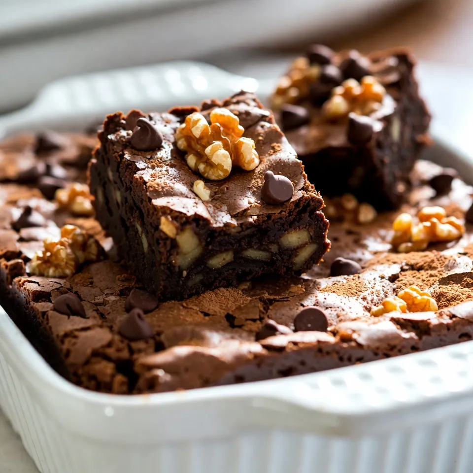 To make apple brownies, you will need these simple ingredients: - 2 cups grated apples (about 2 medium apples, peeled) - 1 cup all-purpose flour - ½ cup unsweetened cocoa powder - 1 teaspoon baking soda - ½ teaspoon salt - 1 teaspoon cinnamon - ½ cup granulated sugar - ½ cup brown sugar, packed - 2 large eggs - ½ cup vegetable oil - 1 teaspoon vanilla extract - ½ cup chopped walnuts (optional) - ½ cup chocolate chips (optional) Each ingredient plays a key role. The grated apples add moisture and flavor. Cocoa powder brings a rich taste. The sugars sweeten and help with texture. Eggs bind everything together, while oil keeps them soft and moist. You can swap some ingredients if you need to. For flour, you can use whole wheat flour. It adds a nutty flavor. If you want a gluten-free option, try almond flour or oat flour. For the sweeteners, coconut sugar works well too. Instead of vegetable oil, you can use melted coconut oil. It gives a nice hint of coconut flavor. If you don't have walnuts, pecans or even almonds can be great. No chocolate chips? Use dried fruit like raisins or cranberries instead. When picking apples, go for firm and fresh ones. Granny Smith apples are tart and work well in this recipe. Their taste balances the sweetness of the sugars. Honeycrisp apples add a nice crunch and sweetness too. Always check for bruises or soft spots, as these can affect your brownies. A mix of apple types can also create a more complex flavor in your brownies. {{ingredient_image_1}} Start by gathering all your ingredients. You need two medium apples. Peel and grate them to get about two cups. Next, measure out the flour, cocoa powder, baking soda, salt, cinnamon, sugars, eggs, oil, and vanilla. If you want to add walnuts or chocolate chips, grab those too. Having everything ready makes the process smooth and fun. First, preheat your oven to 350°F (175°C). Grab a medium bowl and mix the grated apples, granulated sugar, brown sugar, eggs, vegetable oil, and vanilla extract. Stir until everything blends well. In a separate bowl, whisk together the flour, cocoa powder, baking soda, salt, and cinnamon. Slowly add this dry mix to the wet mix. Stir gently until just combined. If you’re using walnuts or chocolate chips, fold them in now. Pour the batter into a greased 9x9 inch baking dish. Spread it out evenly. Bake for 25-30 minutes. To check if they’re done, insert a toothpick in the center. It should come out clean, but a few moist crumbs are fine. Once baked, let the brownies cool in the pan for 10 minutes. Use the parchment paper to lift them out. Place them on a wire rack to cool completely. After cooling, cut them into squares and enjoy! To get soft and chewy apple brownies, use fresh apples. Grate them finely. This helps them blend well with the batter. Avoid packing the grated apples too tightly in the measuring cup. This can add too much moisture and make brownies soggy. Remember, the key is to mix just until combined. Overmixing can lead to tough brownies. One common mistake is using too much flour. Always spoon flour into the measuring cup and level it off. Also, make sure your oven is at the right temperature. An oven that is too hot can burn the edges while leaving the center undercooked. Lastly, don’t skip the parchment paper. It helps you lift the brownies out easily. Cinnamon is a great spice for these brownies, but you can add more. Nutmeg or allspice adds warmth and depth. Try a pinch of ginger for a warm kick. If you love chocolate, a touch of espresso powder can boost the chocolate flavor. Just remember, a little goes a long way! Pro Tips Use Fresh Apples: For the best flavor and moisture, choose fresh, crisp apples. Varieties like Granny Smith or Honeycrisp work wonderfully. Grate Apples Finely: Finely grated apples will blend better into the batter, ensuring a more even texture and flavor throughout the brownies. Check for Doneness: Since ovens vary, check your brownies a few minutes early. They should be set in the middle with a few moist crumbs on the toothpick. Let Cool Before Slicing: Allow the brownies to cool completely in the pan before cutting. This helps them set and makes slicing easier without crumbling. {{image_2}} You can make your apple brownies gluten-free. Swap out the all-purpose flour for a gluten-free blend. Many blends work well in baking. Check the package for proper measurements. This way, everyone can enjoy these tasty treats. If you want a healthier option, try sugar-free substitutes. Use a sugar alternative like stevia or erythritol. These sweeteners offer great taste without added sugar. Adjust the amount to match your sweetness preference. Your apple brownies will still taste amazing. Get creative with your apple brownies by adding unique flavors. Try mixing in dried fruits like cranberries or cherries. You can also add spices like nutmeg or ginger for extra warmth. Topping your brownies with a drizzle of caramel or a sprinkle of sea salt adds a special touch. You can even serve them with a scoop of vanilla ice cream for a fun dessert. The possibilities are endless! To keep your apple brownies fresh, store them in an airtight container. This helps prevent them from drying out. You can leave them at room temperature for about three days. If you want to keep them longer, consider refrigerating them. Just make sure to wrap them well to avoid absorbing smells from the fridge. Freezing apple brownies is an easy way to save some for later. First, let them cool completely. Then, slice them into squares. Wrap each piece in plastic wrap. Place the wrapped brownies in a freezer bag or container. They can stay frozen for up to three months. When you want one, just take it out and let it thaw at room temperature. Reheating your apple brownies can bring back their warm, gooey goodness. For best results, use the oven. Preheat it to 350°F (175°C). Place the brownies on a baking sheet and cover them with foil. Heat for about 10-15 minutes. If you want a quick option, you can use the microwave. Just heat for 10-15 seconds, but be careful not to overdo it. Enjoy them warm with a scoop of ice cream! Yes, you can use many types of apples. Sweet apples like Fuji or Gala work well. Tart apples like Granny Smith add a nice zing. I suggest using a mix for more flavor. Just make sure to peel and grate them. This gives the brownies a rich apple taste. To check if the brownies are done, use a toothpick. Insert it in the center of the brownies. If it comes out clean or with a few moist crumbs, they are ready. Baking time is about 25-30 minutes. Keep an eye on them near the end. Every oven is a bit different. Apple brownies taste great on their own. You can serve them warm or cooled. For a special treat, add a scoop of vanilla ice cream on top. Whipped cream also makes a lovely addition. A drizzle of caramel sauce adds sweetness. Enjoy these options to enhance your dessert! You learned about the key ingredients for tasty apple brownies and various substitutes. I shared tips for choosing the best apples and how to prep everything. You now have step-by-step instructions for mixing, baking, and cooling. I also covered simple tricks to improve texture and flavor. Plus, you saw ways to make gluten-free and sugar-free versions. Storing and reheating methods ensure you enjoy them longer. With these insights, you can now bake delicious apple brownies and impress everyone!