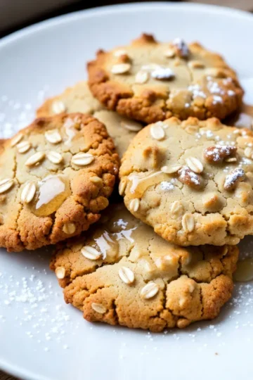 To make these tasty cookies, you need some key ingredients: - 1 cup rolled oats - 1 cup all-purpose flour - 1/2 teaspoon baking soda - 1/2 teaspoon cinnamon - 1/4 teaspoon salt - 1/2 cup unsalted butter, softened - 1/2 cup brown sugar, packed - 1/4 cup honey - 1 large egg - 1 teaspoon vanilla extract These ingredients create a chewy texture. The oats give a hearty feel, while honey adds natural sweetness. You can make your cookies even better with some add-ins: - 1/2 cup raisins or chocolate chips (optional) - 1/2 cup chopped nuts (e.g., walnuts or pecans, optional) Raisins bring a hint of chewiness, and nuts add a nice crunch. Chocolate chips make everything sweeter, and you can mix and match! If you need substitutions, there are many options: - Use gluten-free flour instead of all-purpose flour for a gluten-free version. - Replace the egg with 1/4 cup of applesauce for a vegan choice. - Swap honey with maple syrup if you want a different flavor. These changes allow you to make cookies fit your needs. Enjoy experimenting and find what works best for you! {{ingredient_image_1}} Start by gathering your ingredients. You need rolled oats, flour, baking soda, cinnamon, salt, butter, brown sugar, honey, an egg, and vanilla extract. If you want, add raisins, chocolate chips, or nuts. 1. Preheat your oven to 350°F (175°C). Line a baking sheet with parchment paper. 2. In a medium bowl, mix the oats, flour, baking soda, cinnamon, and salt. Stir these until they blend well. 3. In a large bowl, cream the softened butter and brown sugar. Beat until it looks smooth and fluffy. 4. Add honey, the egg, and vanilla extract. Mix these together till smooth. 5. Gradually add the dry mix. Stir just until combined. Do not overmix. 6. If you choose, fold in raisins, chocolate chips, or nuts. 1. Use a tablespoon to scoop portions of the dough. Place them on the baking sheet. Leave space between each scoop for spreading. 2. Bake for 10-12 minutes. Watch for the edges to turn golden brown. The centers can look soft but will firm up as they cool. 3. For best results, rotate your baking sheet halfway through. This helps cookies bake evenly. 1. When done, take the cookies out of the oven. Let them cool on the baking sheet for 5 minutes. 2. After that, transfer them to a wire rack. Allow them to cool completely. 3. Serve these cookies on a pretty plate. Drizzle honey on top for extra sweetness. A sprinkle of powdered sugar also looks nice. Enjoy your warm and chewy cookies! To make the best honey oatmeal cookies, focus on the butter. Use softened butter, not melted. Creaming the butter and brown sugar helps create a light texture. Don't overmix your dough. Mix until just combined for chewy cookies. Bake them until the edges are golden but the centers seem soft. They will firm up as they cool. One mistake is not preheating the oven. Always preheat to 350°F (175°C). This helps the cookies bake evenly. Another issue is using the wrong flour. All-purpose flour works best for this recipe. Lastly, avoid crowding the baking sheet. Leave space between cookies to allow for spreading. Store leftover cookies in an airtight container. They stay fresh for about a week. If you want to keep them longer, freeze them. Just place them in a freezer-safe bag. To thaw, leave them at room temperature for a few hours. Enjoy your cookies soft and chewy again! Pro Tips Chill the Dough: For even chewier cookies, refrigerate the dough for at least 30 minutes before baking. This helps to prevent spreading and enhances the flavor. Use Fresh Ingredients: Ensure your baking soda and spices are fresh for the best flavor and texture. Old ingredients can lead to flat or bland cookies. Customize Your Add-ins: Feel free to experiment with various mix-ins like dried fruits, seeds, or different types of chocolate to suit your taste preferences. Perfect Storage: Store cookies in an airtight container at room temperature for up to a week. For longer freshness, freeze them in a single layer and transfer to a container once solid. {{image_2}} You can make these cookies healthier with some simple swaps. Instead of all-purpose flour, try using whole wheat flour. This adds fiber and nutrients. You can also replace some butter with unsweetened applesauce. This change cuts fat and adds moisture. Using less brown sugar can also help. Try just a third of a cup to reduce sugar while still keeping sweetness. Add-ins can change the flavor of your cookies in fun ways. Instead of raisins, try dried cranberries or cherries for a tart touch. For a nutty flavor, use chopped almonds or pecans. You can also mix in dark chocolate chips for a rich taste. If you want a spice kick, add a pinch of nutmeg or ginger. These add-ins make each batch unique and fun to explore. Seasonal changes inspire great variations. In fall, add pumpkin spice and chopped apples for a cozy vibe. During winter, mix in peppermint chips for a festive flair. In the summer, fresh berries can give a bright burst of flavor. These seasonal twists let you enjoy honey oatmeal cookies all year round. Each season brings a new taste adventure! Each Honey Oatmeal Cookie has about 100 calories. This number can change based on the add-ins you choose. If you use chocolate chips or nuts, the calories may go up a bit. To keep track, you can divide the total calories by the number of cookies you bake. These cookies have oats, which are good for heart health. Oats can help lower bad cholesterol. Honey gives a natural sweetness and has antioxidants. It can also help soothe a sore throat. Brown sugar adds flavor but is less processed than white sugar. Using nuts can add healthy fats and protein, making the cookies more filling. You can cut sugar by using less brown sugar or honey. Replace some of the sugar with mashed bananas or applesauce. This change keeps cookies moist and sweet. You can also try using whole wheat flour for more fiber. If you skip the raisins or chocolate chips, you lower the calories too. To make these cookies vegan, swap the butter for a plant-based option. Use coconut oil or vegan butter. Replace the egg with a flax egg. To make a flax egg, mix one tablespoon of ground flaxseed with two and a half tablespoons of water. Let it sit for five minutes until it thickens. You can still use honey, but for a fully vegan cookie, substitute it with maple syrup or agave nectar. If you want to skip the eggs, use a flax egg or applesauce. A quarter cup of unsweetened applesauce works great in place of one egg. You can also use mashed banana or yogurt as alternatives. Each option adds moisture and keeps your cookies chewy. Yes, you can freeze these cookies! After baking, let them cool completely. Place the cookies in an airtight container or a freezer bag. They will last for about three months. To enjoy later, thaw them overnight in the fridge or microwave them for a few seconds. They will taste fresh and delightful! In this article, we explored how to make delicious honey oatmeal cookies. We covered key ingredients, step-by-step instructions, and tips for success. You can try different flavors and healthier swaps to suit your taste. Remember to avoid common mistakes for the best texture. Finally, enjoy these cookies fresh or store them well for later. Each bite offers great taste and health benefits that you can feel good about.
