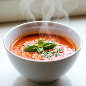 - 2 tablespoons olive oil - 1 medium onion, chopped - 2 cloves garlic, minced - 4 large ripe tomatoes, diced - 2 cups low-sodium vegetable broth - 1 teaspoon dried oregano - 1 teaspoon dried basil - ½ cup heavy cream (or coconut cream for a dairy-free option) - Salt and pepper to taste - Fresh basil leaves for garnish In making this winter tomato soup, you need fresh, simple ingredients. Olive oil adds a rich flavor to the soup. The onion and garlic create a sweet base that warms your heart. The tomatoes are the star of the show. Use ripe, juicy tomatoes for the best taste. Vegetable broth brings everything together, adding depth and warmth. Herbs like oregano and basil give a cozy aroma. They elevate the flavors, making every spoonful delightful. For creaminess, you can choose heavy cream or coconut cream. Both options work well. Lastly, fresh basil leaves make the soup look beautiful and add a fresh touch. Gathering these ingredients sets the stage for a comforting bowl of soup. {{ingredient_image_1}} 1. Sautéing the onion and garlic Start by heating 2 tablespoons of olive oil in a large pot over medium heat. Add 1 medium chopped onion. Cook it for about 5 minutes. You want it to look translucent. Next, add 2 minced garlic cloves. Stir and cook for 1 more minute. Be careful not to burn the garlic. 2. Cooking the tomatoes Now, add 4 large diced tomatoes to the pot. Cook these for about 7 to 10 minutes. This helps them soften and release their juices. Stir occasionally to ensure even cooking. 3. Simmering the broth with herbs Pour in 2 cups of low-sodium vegetable broth. Bring this mixture to a simmer. Add 1 teaspoon of dried oregano and 1 teaspoon of dried basil. Season with salt and pepper to taste. Let it simmer for 15 minutes to allow the flavors to blend. 1. Using an immersion blender Carefully use an immersion blender to puree the soup until it is smooth. This tool makes blending easy and mess-free. 2. Transferring to a traditional blender If you don't have an immersion blender, pour the hot soup into a traditional blender. Do this in small batches. The hot liquid can splatter, so be cautious. Blend until smooth, then return it to the pot. 1. Stirring in the cream After blending, return the soup to the pot. Stir in ½ cup of heavy cream or coconut cream for a dairy-free option. Heat gently until warm, but do not boil. 2. Adjusting seasoning Taste your soup and adjust the seasoning if needed. Add more salt and pepper to enhance the flavors if desired. Now, your comforting winter tomato soup is ready to serve. Enjoy it hot with fresh basil leaves on top! To make your soup creamy, you can use heavy cream. It adds rich flavor and smoothness. If you prefer a dairy-free option, try coconut cream. It gives a hint of sweetness that pairs well with tomatoes. To warm up the soup, add spices like cumin or smoked paprika. Just a pinch can make a big difference. For garnish, fresh basil leaves brighten the dish. You can also use a drizzle of olive oil for added richness. If your soup is too thick, add more broth until it reaches your desired texture. For a smoother finish, use an immersion blender. If you don’t have one, pour the soup in batches into a regular blender. Just be careful with hot liquids. Pro Tips Use Fresh Tomatoes: For the best flavor, choose ripe, in-season tomatoes. They will provide a sweeter and more vibrant taste to your soup. Blend Thoroughly: Ensure your soup is blended until completely smooth for a creamy texture. If using a blender, allow the soup to cool slightly before blending in batches to avoid splatters. Adjust Consistency: If the soup is too thick, add a little more vegetable broth or water until you reach your desired consistency. Conversely, if it’s too thin, simmer it a bit longer to reduce. Flavor Enhancements: Experiment with adding a splash of balsamic vinegar or a pinch of red pepper flakes for an extra layer of flavor and warmth to your soup. {{image_2}} You can make your winter tomato soup even better by adding winter vegetables. Think of kale, carrots, or butternut squash. These veggies enhance flavor, nutrition, and color. Simply chop them and add them during the cooking phase. This way, they blend smoothly with the tomatoes. Using roasted tomatoes is another great option. Roasting enhances their sweetness and adds a smoky flavor. Cut the tomatoes in half, drizzle with olive oil, and roast until caramelized. Then, toss them into your pot. The result is a rich, comforting taste that warms you up. Spices add depth to your soup. Try adding cumin or smoked paprika for some warmth. Just a pinch can transform the soup into a lively dish. These spices work well with the natural sweetness of the tomatoes. Experiment with different herbs, too. Instead of just oregano and basil, consider thyme or rosemary. These herbs bring unique flavors and aromas. Add them in the last few minutes of cooking to keep their taste bright and fresh. Pairing your soup with the right bread makes a big difference. Crusty bread, like a baguette or sourdough, is perfect for dipping. You can also serve it with buttery garlic toast for added flavor. Accompany your soup with side dishes like a simple salad or grilled cheese. A fresh salad with greens and a light vinaigrette balances the richness. Grilled cheese adds comfort and fun, making your meal a cozy experience. After you enjoy your cozy creamy winter tomato soup, you might have some left. To store leftovers, let the soup cool down first. Then, place it in an airtight container. This helps keep the soup fresh. Store it in the fridge for up to three days. If you want to keep it longer, freezing is a great option. To freeze the soup, follow these steps: - Allow the soup to cool completely. - Pour it into freezer-safe containers, leaving some space at the top for expansion. - Seal the containers tightly, and label them with the date. - You can freeze it for up to three months. When you’re ready to enjoy the soup again, reheating is key. You want to keep the texture and flavor just right. Here are some methods: - Stovetop: Pour the soup into a pot over low heat. Stir often and heat until warm. This method keeps the soup creamy. - Microwave: Place the soup in a microwave-safe bowl. Heat it in short bursts, stirring in between. This helps heat evenly. To enhance flavors while reheating, consider adding a splash of olive oil or a pinch of fresh herbs. This will brighten the taste and make it even more enjoyable. To make your soup thicker, try these methods: - Add more tomatoes: Extra diced fresh or canned tomatoes can boost thickness. - Use a roux: Mix equal parts flour and fat, cook it, and stir it into your soup. - Simmer longer: Cooking soup longer allows water to evaporate, thickening the mixture. - Blend in starch: Add cooked potatoes or rice, then blend for a creamy texture. These techniques help you achieve the perfect thickness for your winter tomato soup. Yes, you can use canned tomatoes! Here are some pros and cons: Pros: - Convenience: Canned tomatoes are ready to use and save prep time. - Flavor: They often have a rich taste, as they ripen before canning. - Availability: Canned tomatoes are easy to find, even in winter. Cons: - Texture: Canned tomatoes may be softer than fresh ones. - Sodium: Some canned options can be high in sodium, so check labels. Using canned tomatoes can save time and still produce a tasty soup. Tomato soup offers several health benefits during cold months: - Rich in vitamins: Tomatoes are high in vitamins A and C, boosting your immune system. - Hydration: The broth keeps you hydrated, which is vital in winter. - Antioxidants: Tomatoes contain lycopene, which can support heart health. Enjoying this warm soup can help you feel good while staying cozy in winter. This blog post covered key ingredients for making delicious tomato soup. I shared steps for preparation and blending, along with tips to enhance flavor and achieve the right texture. You learned about seasonal variations and the best ways to store and reheat leftovers. Tomato soup is warm, comforting, and easy to make. It’s fun to experiment with flavors. You can tailor this recipe to fit your tastes or what you have on hand. Enjoy creating your perfect bowl!