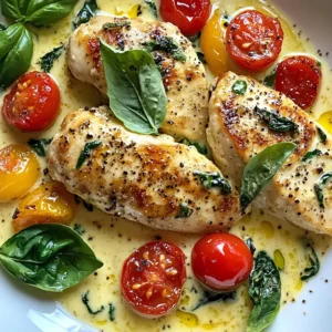 - 4 boneless, skinless chicken breasts - 2 tablespoons olive oil - 1 teaspoon Italian seasoning - 4 cloves garlic, minced - 1 cup cherry tomatoes, halved - 2 cups fresh spinach - Fresh basil leaves for garnish - 1 cup heavy cream - ½ cup grated Parmesan cheese - Salt and pepper to taste Gathering all the ingredients is the first step to making One Pot Creamy Tuscan Chicken. You need four boneless, skinless chicken breasts, which cook quickly and stay juicy. Olive oil adds flavor and helps with cooking. Italian seasoning gives the dish a taste of the Mediterranean. Next, you will need garlic. I use four cloves, minced, for a strong flavor. Cherry tomatoes are sweet and juicy; you only need one cup, halved. Fresh spinach adds color and nutrients. Finally, for the creamy sauce, you need a cup of heavy cream and half a cup of grated Parmesan cheese. Don’t forget salt and pepper to taste. Fresh basil leaves will make a great garnish and add a nice aroma. Once you have all these ingredients, you’re ready to start cooking. This dish is not only easy but also full of flavor! {{ingredient_image_1}} - First, heat 2 tablespoons of olive oil in a large pot over medium-high heat. - Season 4 boneless, skinless chicken breasts with 1 teaspoon of Italian seasoning, salt, and pepper. - Add the chicken to the pot. Sear each side for about 4-5 minutes until golden brown. - Once done, remove the chicken and set it aside on a plate. - In the same pot, add 4 minced garlic cloves. Sauté until fragrant, about 30 seconds. - Then, add 1 cup of halved cherry tomatoes. Cook for 3-4 minutes until they soften. - Next, pour in 1 cup of heavy cream. Bring it to a gentle simmer while stirring. - Stir in ½ cup of grated Parmesan cheese. This will create a rich, creamy sauce. - Now, add 2 cups of fresh spinach to the pot. Stir until the spinach wilts down. - Return the seared chicken to the pot. Spoon the creamy sauce over the chicken. - Cover the pot and let it cook for 5-7 minutes. This allows the chicken to finish cooking. - Finally, taste the sauce and adjust the seasoning if needed. - How to achieve perfect sear on chicken: Start with a hot pot. Heat your olive oil until it shimmers. Season the chicken with salt and pepper. Place it in the pot and don’t move it for 4-5 minutes. This gives it a nice golden crust. - Recommended cookware for best results: Use a large pot or deep skillet made of stainless steel or cast iron. These materials hold heat well and help create that perfect sear. - Time-saving strategies for meal prep: Chop your garlic and halve the tomatoes in advance. You can even season the chicken early. This way, when dinner time comes, you can cook everything quickly. - Ideal sides to complement the dish: Serve your creamy Tuscan chicken with garlic bread or a simple salad. Both pair well with the rich sauce and add freshness. - Presentation tips for an appealing look: Use deep plates for serving. Drizzle extra sauce over the chicken and add fresh basil on top for color. It makes the dish look fancy. - Wine pairing recommendations: A nice white wine, like Sauvignon Blanc, works well. It has a crisp taste that balances the creaminess of the dish. Pro Tips Use Fresh Ingredients: Fresh spinach and ripe cherry tomatoes enhance the flavor and texture of the dish, making it more vibrant and delicious. Perfectly Sear the Chicken: Ensure your pan is hot enough before adding the chicken. This will create a beautiful golden crust and lock in the juices. Adjust Creaminess: For a lighter version, you can substitute half of the heavy cream with chicken broth while maintaining the flavor with additional Parmesan. Add More Veggies: Feel free to include other vegetables like bell peppers or zucchini to increase the nutritional value and add more color to the dish. {{image_2}} You can swap proteins in this dish. Try shrimp for a lighter taste. Tofu works well for a plant-based option. Both add a unique twist. You can also change the vegetables. Zucchini or bell peppers can bring extra flavor. These swaps keep the dish fresh and fun. If you need gluten-free, use gluten-free pasta or skip it altogether. Make sure your cream and cheese are gluten-free too. For a dairy-free version, use coconut cream. Nutritional yeast can stand in for cheese. Both options keep the creamy taste without dairy. Want more flavor? Add fresh herbs like thyme or oregano. A pinch of red pepper flakes can add heat. You can also use different cheeses. Goat cheese or feta can give a tangy touch. Experimenting with flavors makes this dish your own. To store your leftovers, let the dish cool first. Place the creamy Tuscan chicken in an airtight container. This keeps it fresh and safe. You can store it in the fridge for up to three days. Make sure to label the container with the date. This way, you won't forget how long it has been there. When you’re ready to eat the leftovers, reheat them gently. The best method is on the stove. Place the chicken in a skillet over medium heat and add a splash of cream. Stir it often to keep it moist. This helps avoid that dry texture. Microwaving is quick, but it may lose some flavor. If you choose this method, cover the dish to keep moisture in. You can freeze portions of creamy Tuscan chicken for future meals. Use freezer-safe containers or bags. Be sure to remove as much air as possible. This helps prevent freezer burn. The chicken can stay frozen for up to three months. When you’re ready to eat, thaw it in the fridge overnight. This slow thawing keeps the texture nice. You can also reheat it directly from the freezer, but it will take longer. What can I serve with One Pot Creamy Tuscan Chicken? You can serve this dish with garlic bread or pasta. Both pair well with the creamy sauce. A light salad also makes a nice side. It adds freshness and balances the meal. Can I use frozen chicken for this recipe? Yes, you can use frozen chicken. Just make sure to thaw it first. Cooking frozen chicken may not give you the best sear. Thawing helps it cook evenly and makes it tender. How can I make it spicier? To add heat, try red pepper flakes or hot sauce. You can also use a spicy Italian seasoning blend. Just adjust the amount to suit your taste. Can I substitute heavy cream? Yes, you can use half-and-half or coconut cream. Both will give you a creamy texture. Keep in mind that coconut cream adds a slight flavor. What's the best way to store fresh spinach? Store fresh spinach in the fridge. Keep it in a plastic bag or container. Make sure it’s dry to help it last longer. How do I know when the chicken is fully cooked? Check the chicken for an internal temperature of 165°F. You can also cut it open; it should no longer be pink inside. Can I make this recipe in advance? Yes, you can prep the ingredients ahead of time. Cook it just before serving for the best taste. You can also store leftovers in the fridge for later. This blog post walked you through making One Pot Creamy Tuscan Chicken. You learned about key ingredients, cooking steps, and tips for the best results. We explored fun variations and how to store leftovers. With simple swaps and adjustments, you can create a dish that fits your taste. Enjoy trying out this recipe and making it your own. It’s great for any meal and sure to impress your family and friends. Happy cooking!