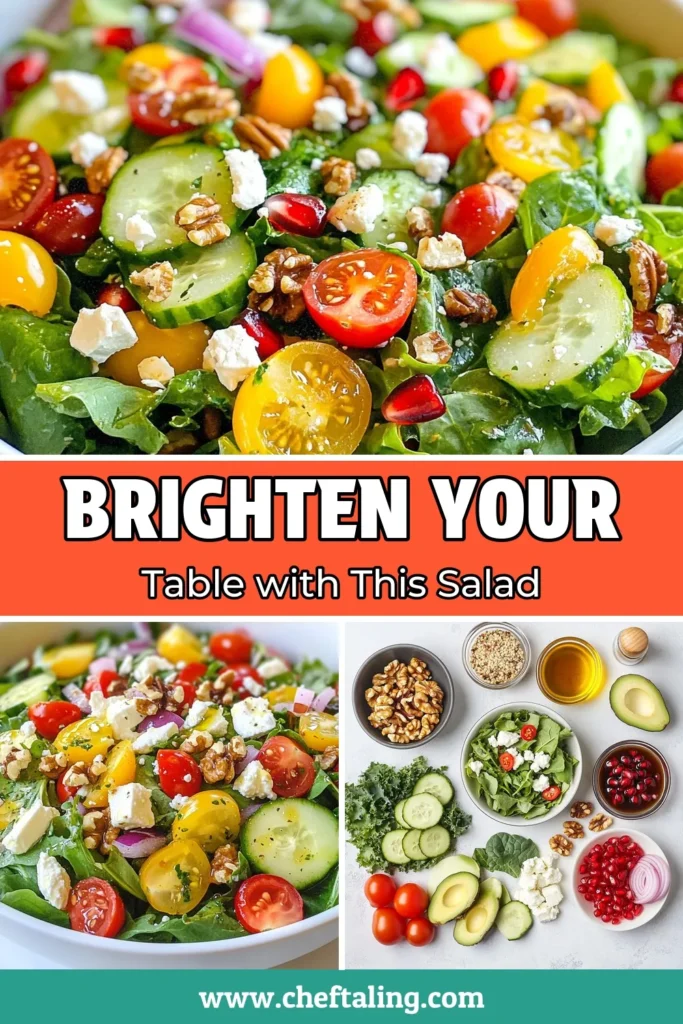 Looking for a festive Christmas salad recipe that’s both delicious and healthy? Try this vibrant festive salad featuring mixed greens, juicy pomegranate seeds, and creamy feta! This healthy holiday salad is perfect for your Christmas gatherings and will impress your guests. Quick to prepare, it's a delightful addition to your festive table. Save this recipe for a colorful and nutritious holiday treat! #ChristmasSaladRecipe #FestiveSaladIdeas #HealthyHolidaySalad #PomegranateSalad