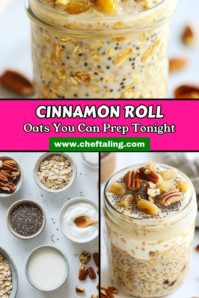 Discover the deliciousness of Cinnamon Roll Overnight Oats, a healthy breakfast idea that combines the flavors you love with an easy oats recipe. Packed with chia seeds and creamy Greek yogurt, this overnight oats recipe is perfect for busy mornings. Prepped in just 10 minutes, enjoy a nutritious and satisfying meal in no time. Don’t forget to save this recipe for your next breakfast! #OvernightOats #HealthyBreakfast #CinnamonRollOats #ChiaSeedOats