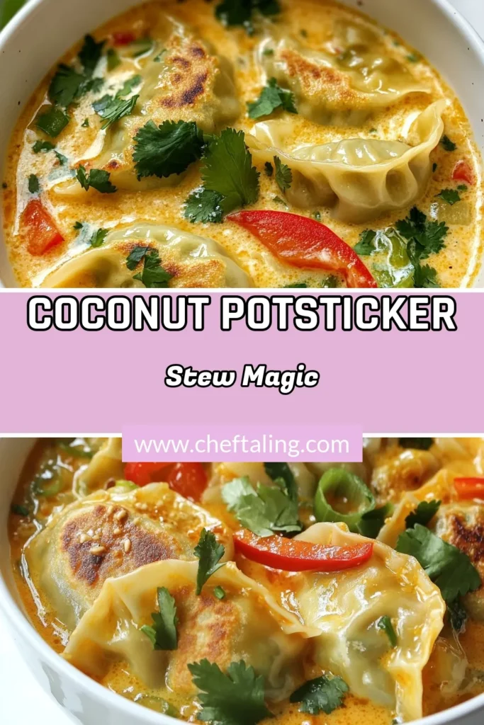 Warm up your dinner routine with this delicious Thai Coconut Potsticker Stew! This easy Thai stew combines flavorful coconut milk with hearty vegetable potstickers and red curry for a comforting bowl of goodness. Perfect as a family meal, this coconut milk stew recipe is sure to please everyone. Discover how to make this quick red curry potsticker soup and elevate your weeknight dinners! Try it today! #ThaiCoconutPotstickers #EasyThaiStew #CoconutMilkStewRecipe #VegetablePotstickersRecipe
