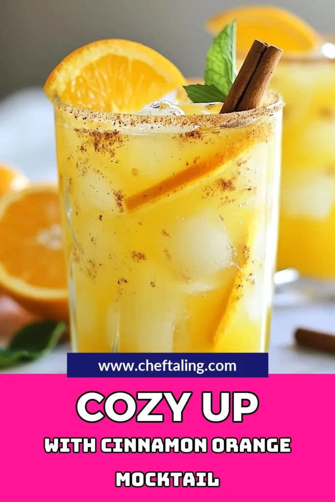 Looking for a delicious non-alcoholic drink? Try this Cinnamon Orange Cozy Mocktail, a refreshing mocktail recipe that's perfect for any occasion. Made with sparkling orange juice, ground cinnamon, and a hint of sweetness, this easy citrus beverage is sure to impress. Perfect for gatherings or a cozy night in, this mocktail is quick to make in just 10 minutes. Save this sparkling orange juice recipe for your next celebration! #MocktailRecipe #CitrusDrink #NonAlcoholic #PartyDrink
