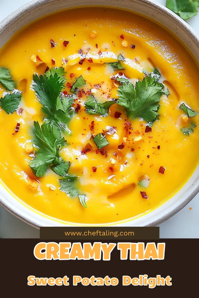 Indulge in a bowl of comforting Thai sweet potato soup, a delightful coconut milk soup recipe that's perfect for any occasion. This vegan Thai soup, featuring creamy red curry sweet potato flavors, is an easy healthy soup recipe your taste buds will love. Whip it up in just 35 minutes! Discover the magic of Thai cuisine today and save this recipe for your next meal. #ThaiSweetPotatoSoup #VeganRecipe #HealthyEating #SoupLovers