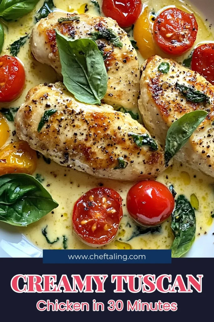 Discover the ultimate creamy Tuscan chicken recipe that brings Italian flavors right to your kitchen! This easy creamy chicken dish combines tender chicken with fresh spinach and juicy tomatoes in a rich, creamy sauce. Perfect for busy nights, this one-pot meal is delicious and hassle-free. Impress your family and friends with this flavorful Tuscan chicken recipe. Get ready to save this recipe and enjoy a taste of Tuscany tonight! #CreamyTuscanChicken #TuscanChickenRecipe #EasyCreamyChicken #ItalianChickenDishes