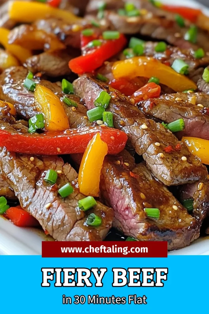 Spice up your dinner with this Minute Firecracker Beef recipe! This quick beef stir-fry features tender, marinated flank steak cooked with vibrant bell peppers, garlic, and a delicious beef with hoisin sauce that packs a flavorful punch. Ready in just 30 minutes, it’s the perfect easy Asian beef dish for busy nights. Don’t miss out—save this recipe for your next meal! #MinuteFirecrackerBeef #SpicyFlankSteak #QuickBeefStirFry #EasyAsianRecipes