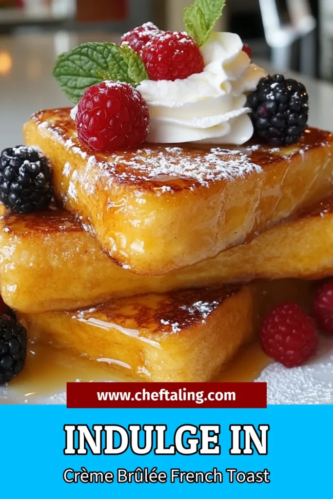 Indulge in the delightful Crème Brûlée French Toast, a luxurious twist on your favorite brioche French toast recipe! This baked French toast with caramel will elevate any morning into a sweet breakfast experience. Perfect for brunch ideas with berries, it's sure to impress your guests. Don't miss out on this delicious treat; try it today and make your breakfast memorable! Save this recipe for your next brunch! #CremeBruleeFrenchToast #BreakfastRecipes #BakedFrenchToast #BrunchIdeas