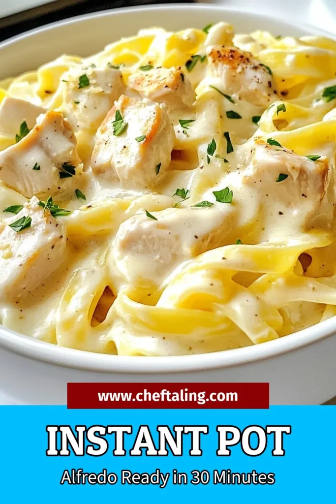 Discover the ultimate comfort food with this Instant Pot Chicken Alfredo. This creamy chicken pasta recipe combines tender chicken, fettuccine pasta, and a rich Alfredo sauce, making it a perfect go-to for busy weeknights. Enjoy this quick Alfredo pasta ready in just 30 minutes! Dive into these easy Instant Pot recipes and savor every bite. Click to save this Fettuccine Alfredo Instant Pot recipe! #InstantPotChickenAlfredo #CreamyPasta #EasyDinner #InstantPotRecipes