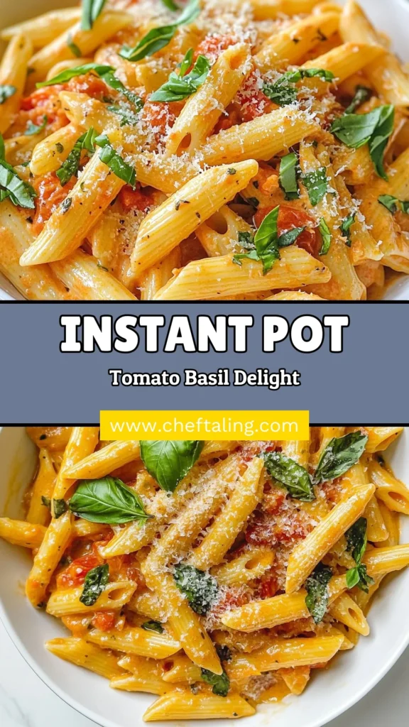 Looking for a delicious and quick vegetarian meal? Try this Instant Pot Creamy Tomato Basil Pasta recipe! It's easy to make and perfect for busy nights. This one-pot pasta dish combines creamy goodness with fresh basil and tomatoes for a vibrant flavor. In just 25 minutes, you'll have a satisfying dinner everyone will love. Save this recipe for your next family meal! #InstantPotRecipes #EasyPastaRecipes #VegetarianDinner #OnePotMeals