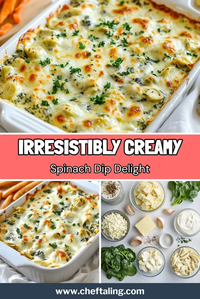 Looking for an irresistible party dip? Try this creamy spinach artichoke dip recipe that’s easy to make and packed with flavor! Perfect as a baked artichoke dip with cream cheese, it combines frozen spinach, artichoke hearts, and a cheesy blend for a delightful vegetable dip. Ideal for gatherings, this easy spinach artichoke dip is sure to impress. Don’t miss out on this delicious recipe—save it for your next party! #SpinachArtichokeDip #PartyDipIdeas #VegetableDipRecipes #EasyRecipes