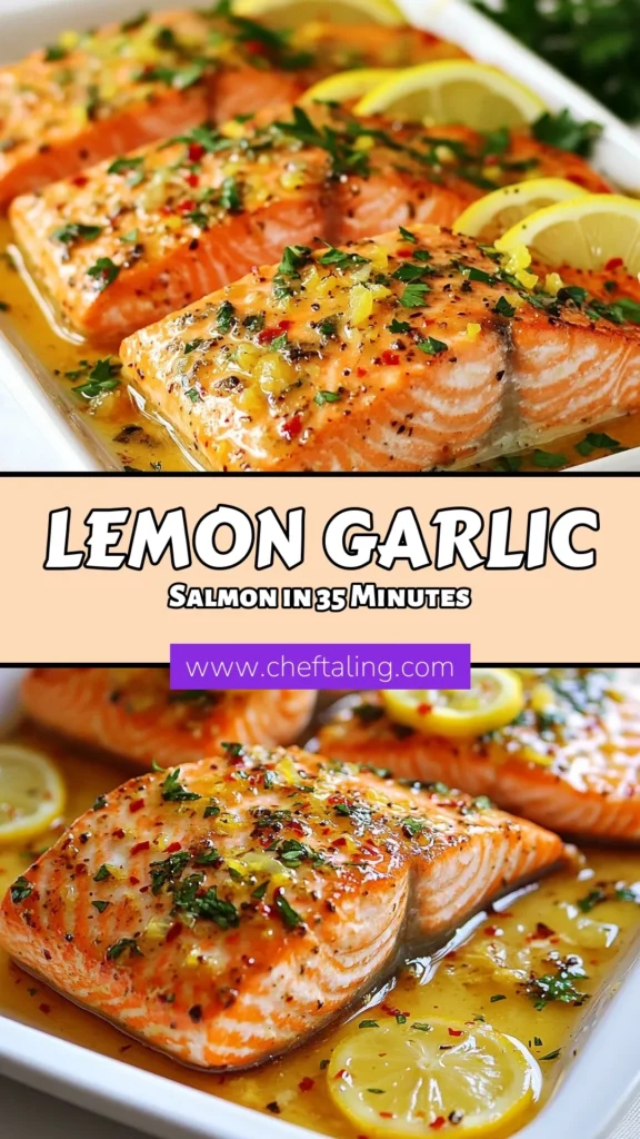 Discover the deliciousness of baked lemon garlic salmon with this easy salmon recipe! Perfect for a healthy salmon dinner, this oven baked salmon is infused with a zesty lemon garlic marinade that elevates your meal. Prep in just 15 minutes and bake to perfection in under 20. Your family will love it! Try this recipe for a quick weeknight delight. Save this for later! #BakedLemonGarlicSalmon #EasySalmonRecipes #HealthyDinner #OvenBakedSalmon