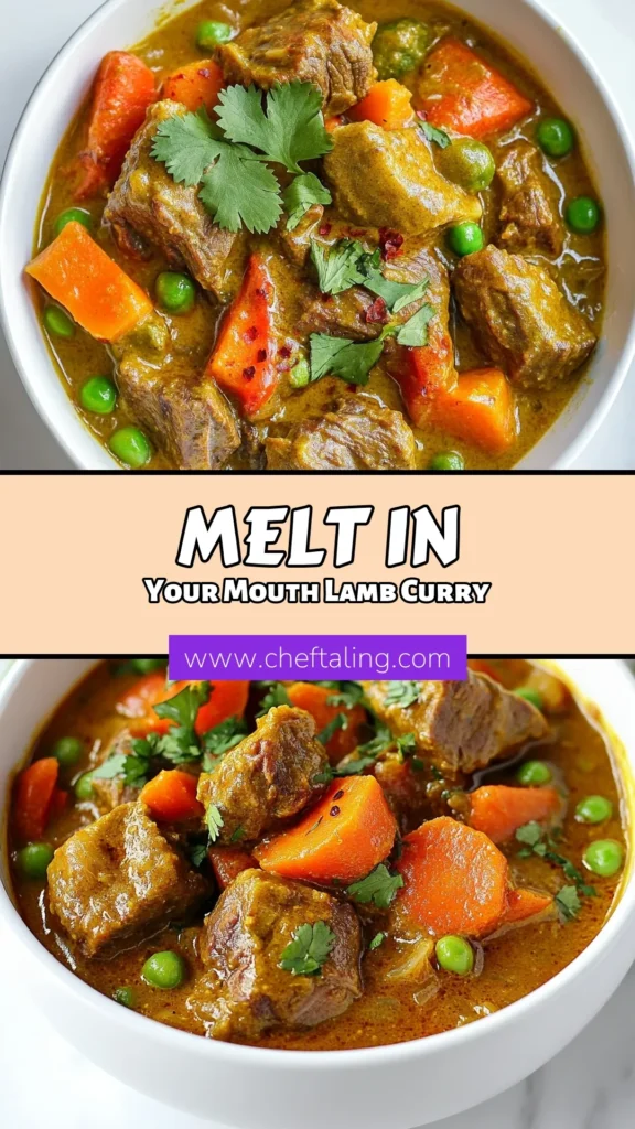 Indulge in a delicious slow cooker lamb curry that’s perfect for any occasion! This easy lamb curry recipe features tender lamb shoulder simmered in rich coconut milk curry with vibrant vegetables. It's a hearty curry recipe that will become a family favorite! Follow our simple steps and enjoy a comforting meal with minimal effort. Save this slow cooker lamb curry recipe for your next weeknight dinner! #LambCurry #CoconutMilkCurry #EasyRecipes #SlowCookerMeals