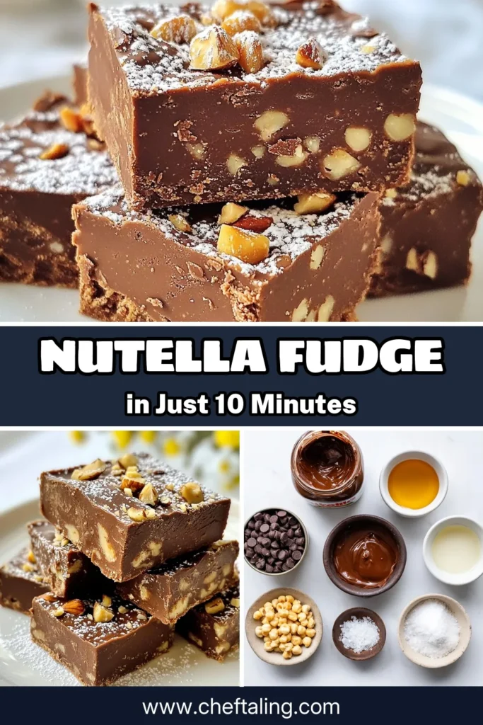 Indulge in this mouthwatering Nutella fudge recipe that combines rich flavors and simplicity! This easy Nutella dessert is perfect for satisfying your sweet tooth, featuring a delightful mix of chocolate hazelnut fudge made with just a few ingredients. Enjoy homemade fudge with Nutella, ready in no time with this no-bake fudge recipe. Don’t wait – save this delightful treat for later! #NutellaFudge #ChocolateHazelnut #NoBakeDessert #EasyFudge