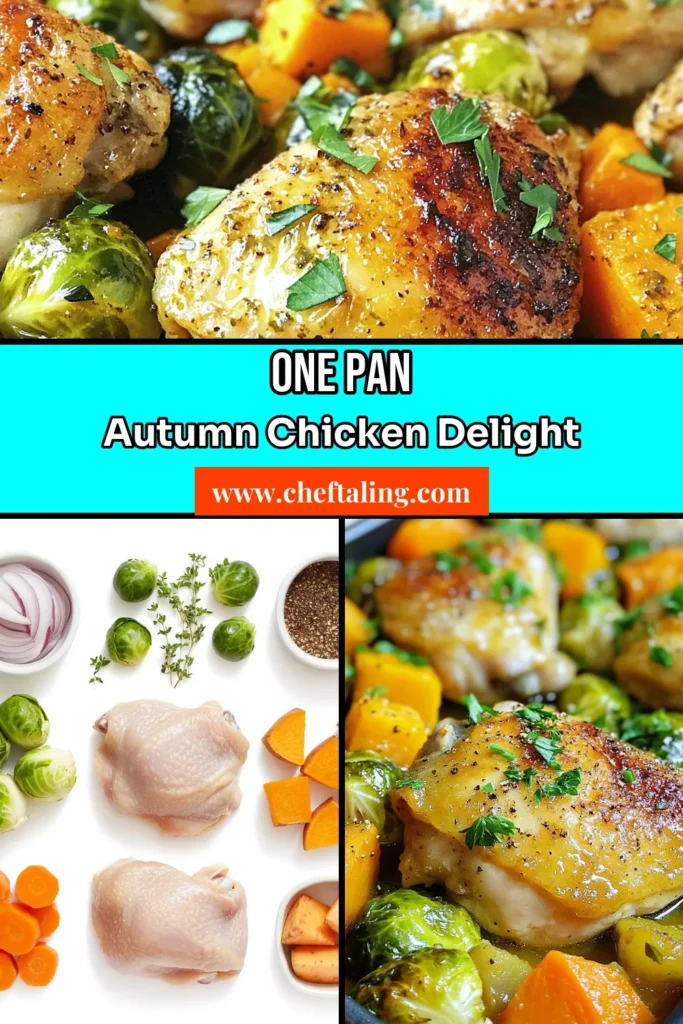 Discover the ultimate autumn chicken skillet recipe that's perfect for your fall dinner table! This one-pan chicken recipe combines healthy chicken thighs with vibrant fall vegetables like Brussels sprouts and sweet potatoes, making it an easy weeknight meal for busy evenings. Get ready to enjoy a delicious and nourishing dish! Try this autumn harvest chicken skillet today! #AutumnChickenSkillet #OnePanChickenRecipes #HealthyChickenThighDinner #FallVegetableSkillet