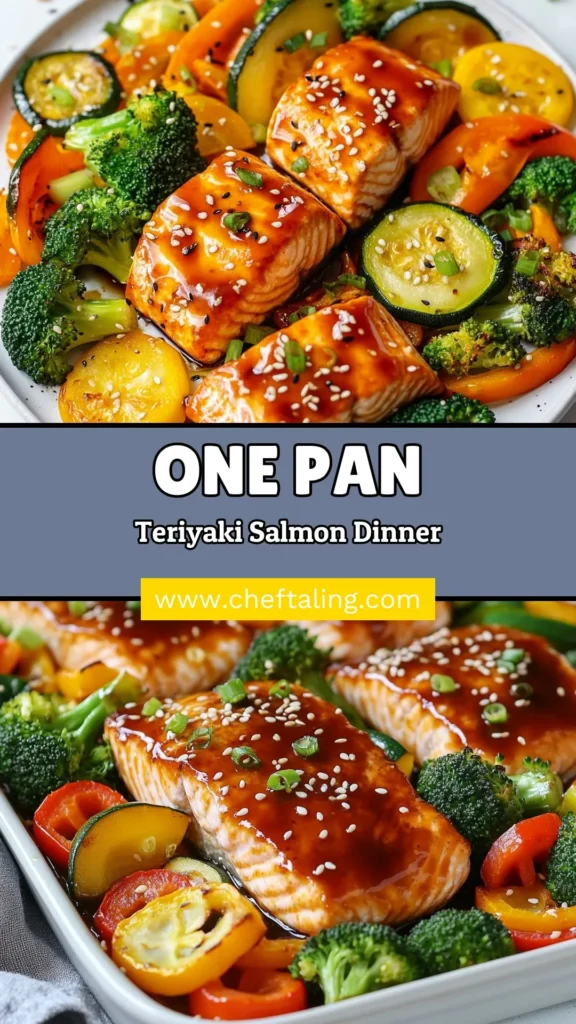 Looking for a quick weeknight meal? Try this delicious teriyaki salmon recipe that combines perfectly baked salmon and vegetables on a single sheet pan. This sheet pan dinner is not only healthy but also packed with flavor. Enjoy tender salmon fillets paired with vibrant veggies, all infused with homemade teriyaki sauce. Get ready to savor easy, healthy salmon recipes that everyone will love! Click for the full recipe and save for your meal ideas! #TeriyakiSalmon #SheetPanDinner #HealthyRecipes #QuickMeals