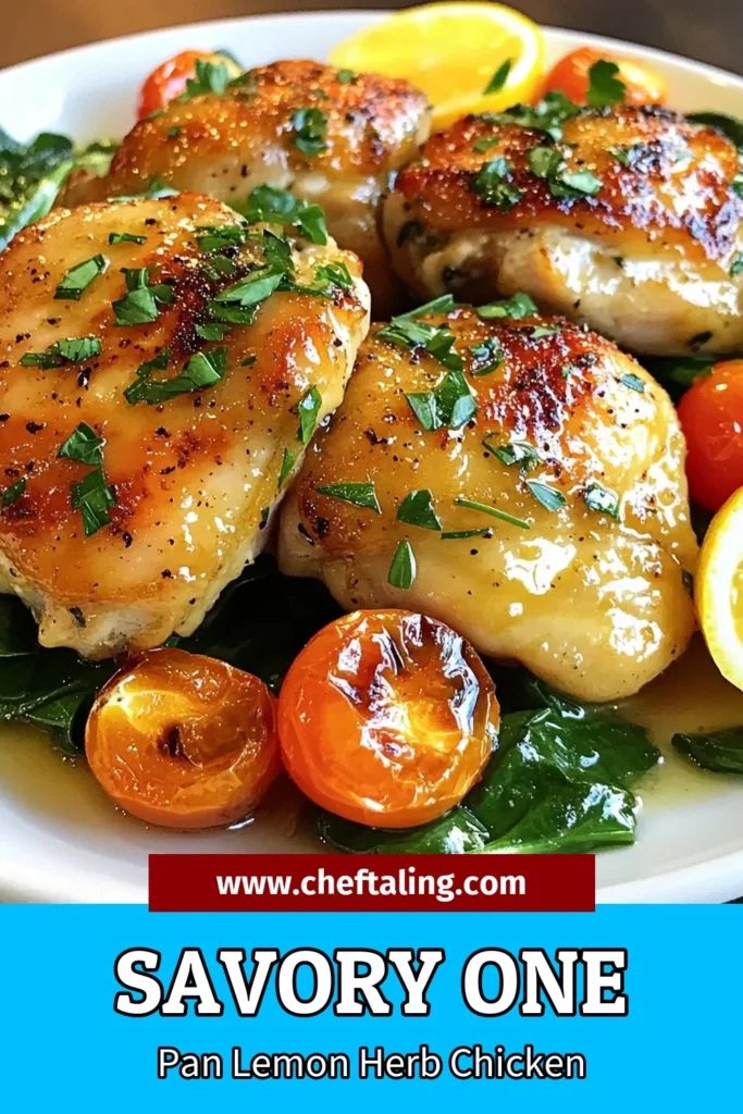 Discover the ease of making One-Pan Lemon Herb Chicken Thighs! This recipe combines succulent Lemon Garlic Chicken Thighs with vibrant cherry tomatoes and fresh spinach, all baked to perfection. Enjoy a healthy one-pan dinner that's perfect for busy weeknights. Dive into these easy chicken thigh recipes that promise incredible flavor with minimal cleanup. Click to save this delicious recipe! #OnePanDinner #HealthyRecipes #ChickenThighs #EasyCooking