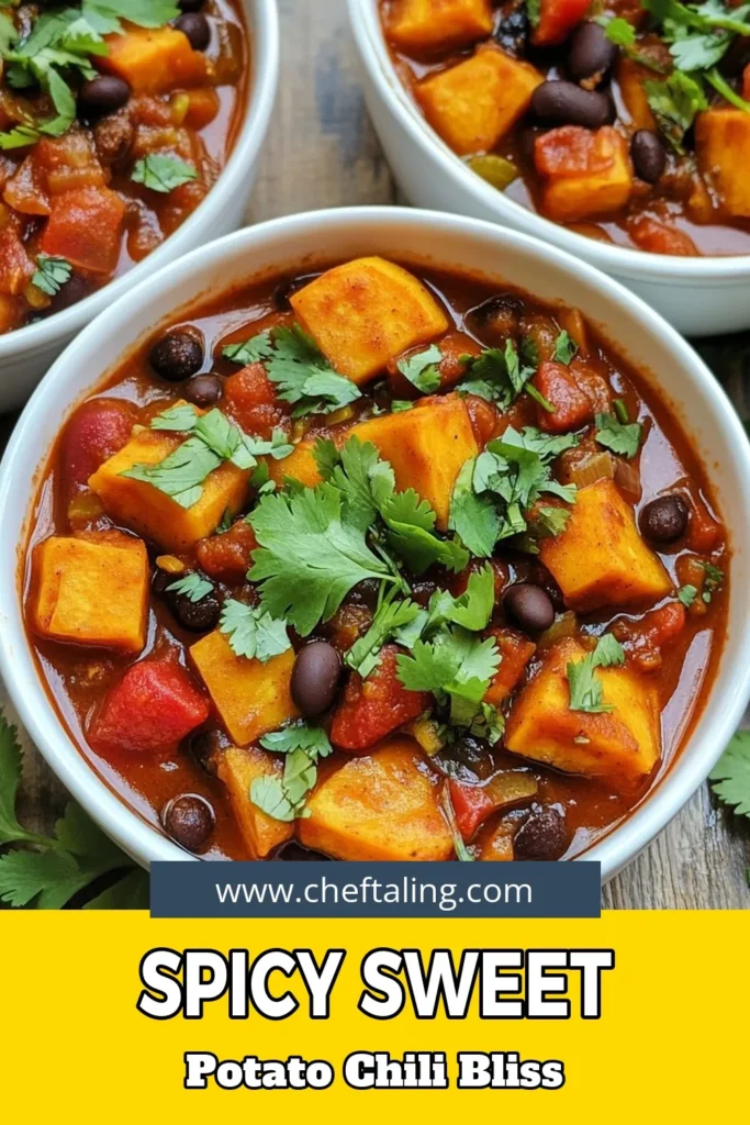 Discover the ultimate spicy vegan chili with this sweet potato black bean chili recipe! Packed with healthy vegan ingredients like sweet potatoes, black beans, and lots of flavor, this easy vegan chili is sure to satisfy your cravings. It's a hearty plant-based chili that's perfect for meal prep or cozy dinners. Try it today and bring warmth to your table! Save this recipe for your next cooking adventure! #VeganChili #HealthyRecipes #PlantBased #VeganCooking