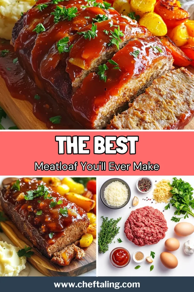 Savor the flavors of the ultimate meatloaf recipe featuring a delicious meatloaf with ketchup glaze! This easy meatloaf dinner combines ground beef and turkey for a hearty meal. With simple homemade meatloaf ingredients, you’ll have a family favorite in no time. Try it tonight and elevate your weeknight dinners! Save this recipe for your next cooking adventure. #MeatloafRecipe #FamilyDinner #GroundBeef #HomemadeCooking