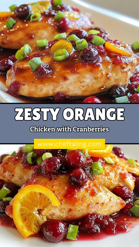 Discover the delightful flavors of Zesty Cranberry Orange Chicken! This easy chicken dinner combines fresh cranberries, orange juice, and honey for a mouthwatering twist on classic honey garlic chicken. Perfect for any night, this zesty chicken recipe is not only delicious but also quick to prepare. Impress your family with this fresh cranberry recipe that’s packed with flavor. Save this recipe for your next meal! #CranberryOrangeChicken #ZestyChickenRecipe #EasyChickenDinner #FreshCranberryRecipe