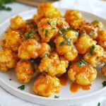 To make Air Fryer Buffalo Cauliflower Bites, you will need: - 1 medium head of cauliflower, cut into bite-sized florets - 1 cup all-purpose flour - 1 teaspoon garlic powder - 1 teaspoon onion powder - 1 teaspoon smoked paprika - ½ teaspoon cayenne pepper (adjust for spice level) - ½ teaspoon salt - ¾ cup water - ½ cup buffalo sauce - 2 tablespoons olive oil - Fresh parsley, chopped (for garnish) Using fresh cauliflower makes a big difference. Look for firm florets with no brown spots. For the batter, mix your dry spices well. This helps the flavors blend. If you like more heat, add more cayenne pepper. The olive oil gives the bites a nice crunch when air frying. Don't skip the parsley; it adds a fresh look and taste. If you have a gluten allergy, try using gluten-free flour instead. You can swap buffalo sauce for barbecue sauce if you prefer a sweeter flavor. For a vegan option, replace the flour with chickpea flour. This change keeps the bites crispy and tasty. If you're allergic to cauliflower, try using broccoli instead. The cooking time will stay the same, so you'll still enjoy a flavorful snack. {{ingredient_image_1}} Start by rinsing the cauliflower head. Cut it into bite-sized florets. Try to make them similar in size. This helps them cook evenly. You want each piece to be tender yet crispy. In a mixing bowl, combine the flour, garlic powder, onion powder, smoked paprika, cayenne pepper, and salt. These spices pack a flavor punch! Gradually add ¾ cup of water. Whisk until you have a smooth batter. It should be thick enough to coat the cauliflower well. Preheat your air fryer to 400°F (200°C) for about 5 minutes. While it heats, dip each cauliflower floret into the batter. Allow any excess batter to drip off. Place them in a single layer in the air fryer basket. Lightly spray the basket with olive oil first. Air fry for 12-15 minutes. Shake the basket halfway through cooking. This ensures they cook evenly. Once golden and crispy, take them out. Next, toss the fried cauliflower in buffalo sauce. Make sure each piece is well coated. To get that extra crispiness, return them to the air fryer for another 3-5 minutes. Now your bites are ready to serve! To get that perfect crunch, coat the cauliflower well. The batter should cover every floret. Use cold water for the batter. Cold water helps create a crispy crust. Make sure to shake off extra batter. This helps to keep the bites from becoming soggy. Air fry in a single layer. This ensures even cooking and crispiness. Set your air fryer to 400°F (200°C) for the best results. Cook the cauliflower for 12-15 minutes. Shake the basket halfway through. This lets hot air reach all sides. If you want extra crispiness, add 3-5 more minutes after tossing in the buffalo sauce. Keep an eye on them to avoid burning. Serve these bites hot for the best taste. Add a side of ranch or blue cheese for dipping. Fresh parsley adds color and flavor. You can also serve them with celery sticks. This adds a nice crunch and freshness. Enjoy them as a snack or appetizer at your next game day gathering. Pro Tips Tip Title 1: For extra flavor, consider adding a splash of hot sauce to the batter before coating the cauliflower. Tip Title 2: If you want a healthier option, use whole wheat flour or a gluten-free flour blend. Tip Title 3: For a crunchier texture, let the coated cauliflower sit for a few minutes before air frying. Tip Title 4: Experiment with different sauces; ranch or blue cheese dressing make great dips for these spicy bites! {{image_2}} You can change the flavor of your buffalo cauliflower bites by trying different sauces. Instead of buffalo sauce, use barbecue sauce for a sweet twist. Or, try teriyaki sauce for a savory taste. You can also mix sauces together. This way, you can find your favorite flavor! Want to boost the nutrition? Add more veggies to your bites. Try adding broccoli florets or bell pepper slices. You can even toss in some carrots. Just make sure they are cut small, like the cauliflower. This adds color and vitamins to your snack! If you need a gluten-free option, swap out the all-purpose flour. Use gluten-free flour blends instead. They work well for the batter. Make sure to check that your buffalo sauce is gluten-free too. This way, everyone can enjoy these tasty bites without worry! After enjoying your air fryer buffalo cauliflower bites, let them cool. Place them in an airtight container. Store the container in the fridge. They will stay fresh for up to three days. Make sure they are not warm when you store them. This helps to avoid sogginess. To reheat your cauliflower bites, use the air fryer again. Preheat it to 350°F (175°C). Arrange the bites in a single layer. Heat for about 5-7 minutes. This keeps them crispy. If you like them extra saucy, you can toss them in more buffalo sauce before reheating. If you want to save some bites for later, freezing works well. First, let the bites cool completely. Arrange them on a baking sheet in a single layer. Freeze them for about an hour. Once frozen, transfer them to a freezer bag. They can last up to three months. When ready to eat, you can cook them directly from frozen. Just add a few extra minutes to the air frying time. Air Fryer Buffalo Cauliflower Bites can last up to four days in the fridge. Store them in an airtight container. Make sure they cool down before you put them away. This keeps them fresh and tasty for later. Yes, you can make these bites in the oven. Preheat your oven to 425°F (220°C). Line a baking sheet with parchment paper. Place the coated cauliflower florets on the sheet. Bake for about 25-30 minutes, flipping halfway through. This method gives you a great crunch too. You can serve these bites with a variety of dips. Ranch or blue cheese dressing works well. Fresh veggies like carrots and celery add a nice crunch. You can even make a fun platter with chips or pita bread for sharing. In this post, we explored making delicious Air Fryer Buffalo Cauliflower Bites. We discussed the best ingredients, cooking steps, and tips for a crispy texture. I shared variations, storage info, and common questions to help you succeed. You can enjoy these bites in many ways. They are fun, easy, and a great snack. Try this recipe to impress your friends and family with tasty flavors. Your kitchen adventures are just beginning! Enjoy your culinary journey!