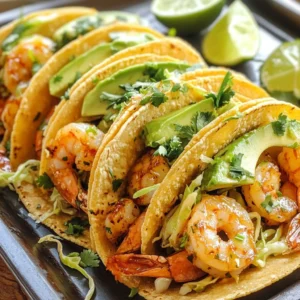 - 1 lb large shrimp, peeled and deveined - 2 tablespoons olive oil - 2 tablespoons chipotle in adobo sauce, minced - 1 tablespoon lime juice - Salt and pepper to taste - 8 small corn tortillas - 1 cup cabbage, finely shredded - 1 avocado, sliced - Fresh cilantro for garnish - Lime wedges for serving To make these tacos, start with fresh shrimp. They should be large and cleaned. The shrimp absorb flavor well. Next, gather your main ingredients. Chipotle in adobo sauce gives a nice kick. It adds smokiness to the shrimp. Lime juice brightens the dish and balances the heat. Olive oil keeps the shrimp moist and helps the spices stick. For the taco components, small corn tortillas are perfect. They hold the filling well and add a lovely texture. Shredded cabbage adds crunch and freshness. Sliced avocado brings creaminess. Cilantro adds a fresh note. Lime wedges are a must for an extra burst of flavor. This simple mix makes a delightful meal. {{ingredient_image_1}} In a medium bowl, combine the olive oil, minced chipotle, lime juice, garlic powder, and cumin. Add salt and pepper to taste. Mix all these ingredients well. This marinade will give the shrimp a great flavor. Take the shrimp and add them to the bowl with the marinade. Coat each shrimp fully in the mixture. Let the shrimp sit for 15-20 minutes. This time allows the shrimp to absorb all the tasty flavors. Next, preheat your grill or skillet over medium-high heat. Once hot, add the marinated shrimp in a single layer. Cook them for 2-3 minutes on each side. The shrimp should turn pink and opaque when done. Remove them from the heat and set aside. Enjoy the smell; it’s amazing! Marinating shrimp is key to great flavor. I recommend marinating for at least 15-20 minutes. This allows the shrimp to soak up all the spices and the tangy lime juice. Choose fresh shrimp for the best taste. Look for shrimp that are firm and slightly translucent. Avoid shrimp that smell strong or have a dull color. If you can, buy shrimp that are wild-caught for the best quality. Toasting your corn tortillas brings out their natural flavor. Heat a skillet over medium heat. Place each tortilla in the skillet for about 30 seconds on each side. This warms them and makes them flexible. If you want to try something different, use flour tortillas. They work well too, but corn tortillas add a nice crunch. Pro Tips Marinate Longer for More Flavor: If time allows, marinate the shrimp for up to 1 hour. This enhances the flavors and makes the shrimp even more delicious. Use Fresh Ingredients: Fresh lime juice and cilantro will elevate the freshness of the tacos. Avoid bottled lime juice for the best flavor. Try Different Toppings: Consider adding diced tomatoes, jalapeños, or a drizzle of crema for added texture and flavor variety. Check for Doneness: Shrimp cook quickly. Keep an eye on them, and remove from heat as soon as they turn pink and opaque to avoid overcooking. {{image_2}} If you want to switch up the protein, try fish or chicken. Both cook quickly and take on flavors well. For fish, use firm types like tilapia or cod. For chicken, use boneless pieces and cut them small for even cooking. If you prefer a plant-based option, grilled vegetables work great. Zucchini, bell peppers, and mushrooms add nice texture and flavor. To enhance your tacos, add crema or sour cream. These creamy toppings balance the spice from the chipotle. You can also try other sauces like avocado salsa or mango salsa. Both add a fresh taste that complements the shrimp. Each sauce brings a unique twist to your meal, so feel free to mix and match! To keep your shrimp tacos fresh, store leftovers in the fridge. Place the shrimp and toppings in separate containers. This helps keep everything crisp. Use airtight containers to lock in flavor and moisture. You can use glass or plastic containers. Make sure they are clean and dry before use. Shrimp can last up to three days in the fridge. When you want to enjoy your shrimp tacos again, reheat them carefully. The best way is to use a skillet over medium heat. Heat the shrimp until warm but not dry. For the tortillas, warm them in a dry skillet for a few seconds on each side. This keeps them soft and easy to fold. Avoid using the microwave, as it can make tortillas soggy. If you have toppings, add them fresh after reheating. This keeps the texture just right! To make Chipotle Lime Shrimp Tacos, I follow these steps: - Mix the marinade: In a bowl, combine 2 tablespoons olive oil, 2 tablespoons minced chipotle in adobo sauce, 1 tablespoon lime juice, 1 teaspoon garlic powder, and 1 teaspoon cumin. Add salt and pepper. - Marinate the shrimp: Add 1 pound of peeled and deveined shrimp to the marinade. Make sure they are well-coated. Let them sit for 15 to 20 minutes. - Cook the shrimp: Preheat a grill or skillet over medium-high heat. Cook the marinated shrimp for 2-3 minutes on each side until they turn pink and opaque. - Toast the tortillas: Heat 8 small corn tortillas in a separate skillet for about 30 seconds per side until warm. - Assemble the tacos: Place shrimp on each tortilla. Top with 1 cup of finely shredded cabbage, sliced avocado, and fresh cilantro. - Serve with lime: Add lime wedges on the side for extra flavor. Yes, you can prep this dish ahead of time. Here are some tips: - Marinate the shrimp: You can marinate the shrimp up to 24 hours in advance. Just keep them in the fridge. - Prepare toppings: Shred the cabbage and slice the avocado a few hours before serving. Store them in airtight containers to keep them fresh. - Cook right before serving: It’s best to cook the shrimp and assemble the tacos just before you eat. This keeps everything fresh and tasty. Pair your shrimp tacos with these delicious sides and drinks: - Sides: Serve with a fresh corn salad or black bean salad. They add color and flavor. - Drinks: A light beer or a refreshing margarita works great. You can also serve iced tea or lemonade for a non-alcoholic option. - Extra toppings: Consider offering hot sauce or a creamy dipping sauce for added taste. This blog post covered everything you need to make chipotle lime shrimp tacos. We explored the main ingredients, step-by-step cooking instructions, and helpful tips for perfecting the dish. You can even explore variations and how to store leftovers. In conclusion, making these tacos is fun and easy. With a bit of prep, you can impress your friends and family with bold flavors. Enjoy your cooking adventure and savor each delicious bite!