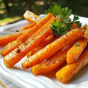 To make maple glazed carrot fries, you will need: - 4 large carrots, peeled and cut into fries - 2 tablespoons olive oil - 3 tablespoons pure maple syrup - 1 teaspoon ground cinnamon - ½ teaspoon salt - ¼ teaspoon black pepper - ¼ teaspoon cayenne pepper (optional for a kick) - Fresh parsley or cilantro for garnish These simple ingredients create a sweet and savory treat. The carrots shine when paired with maple syrup and spices. To get perfect fries, measure your ingredients carefully. Here are some tips: - Use dry measuring cups for solid ingredients. - Use liquid measuring cups for oils and syrups. - Level off dry ingredients with a knife. - For sticky ingredients like maple syrup, spray your measuring cup with a little oil for easy pouring. Being precise helps you achieve the best taste and texture. If you don't have all the ingredients, here are some easy swaps: - Swap olive oil for avocado oil or canola oil. - Use honey or agave syrup instead of maple syrup for a different flavor. - If you lack ground cinnamon, try nutmeg for a warm spice. - Leave out the cayenne pepper if you prefer no spice. These substitutes still keep the flavor profile delicious! {{ingredient_image_1}} Start with four large carrots. Peel them first, then cut them into fry shapes. Aim for a size that’s easy to hold. This helps them cook evenly. In a big bowl, mix the olive oil, maple syrup, cinnamon, salt, black pepper, and cayenne (if you want some heat). Add the carrot fries and toss well. Make sure every fry gets coated. This glaze adds a sweet and spicy kick. Preheat your oven to 425°F (220°C). Line a baking sheet with parchment paper for easy cleanup. Spread the carrot fries in a single layer. Give them space to get crispy. Bake for 20-25 minutes. Flip them halfway through for even browning. They should be golden and caramelized when done. Let them cool for a few minutes. Top with fresh parsley or cilantro for a nice touch. To get your carrot fries crispy, space them out on the baking sheet. If they touch, they steam instead of crisp. Bake at 425°F for 20-25 minutes. Flip them halfway through for even cooking. Keep an eye on them toward the end. You want them golden brown. Want a flavor boost? Try adding garlic powder or smoked paprika. These spices pair well with maple syrup. For a spicy kick, add cayenne pepper. Fresh herbs like rosemary or thyme also add great taste. Feel free to mix and match based on what you like. Serve your carrot fries in a fun way! Use a colorful bowl or a wooden platter. Garnish them with fresh parsley or cilantro for a pop of color. Pair them with a dipping sauce like ranch or yogurt. Your guests will love the look and taste! Pro Tips Choose the Right Carrots: Use fresh, firm carrots for the best texture and flavor. Organic carrots often have a sweeter taste. Adjust the Sweetness: Depending on your preference, you can increase or decrease the amount of maple syrup in the recipe for a more intense or subtle sweetness. Crispier Fries: For extra crispy carrot fries, soak the cut carrots in cold water for 30 minutes before baking. This helps to remove excess starch. Flavor Variations: Experiment with additional spices like paprika or garlic powder to create different flavor profiles for your carrot fries. {{image_2}} You can add a kick to your carrot fries. Mix in cayenne pepper for heat. Just a touch will do. You can also add some chili powder for more spice. The sweet maple syrup balances the heat well. This combo makes a fun twist on the recipe. Your taste buds will love it! Feel free to get creative with spices. Try adding garlic powder for depth. You can also use smoked paprika for a smoky flavor. Italian herbs like oregano or thyme work great too. Each spice adds a new layer to the dish. Mix and match to find your favorite blend! You can cook these fries in an air fryer. Just coat the fries as you would for the oven. Place them in the fryer basket in a single layer. Cook at 400°F (204°C) for about 15 minutes. Shake the basket halfway through for even cooking. Air frying gives you a crispier texture without much oil. It’s a quick and easy option! After you enjoy your maple glazed carrot fries, cool them down to room temperature. Place them in an airtight container. Store them in the fridge for up to three days. This keeps them fresh and delicious for later meals. To reheat, preheat your oven to 350°F (175°C). Spread the carrot fries on a baking sheet. Heat them for about 10-15 minutes. This helps restore their crispiness. You can also use a microwave, but they may lose crunch. If you want to freeze carrot fries, make sure they are fully cooled. Place them in a single layer on a baking sheet first. Freeze them for about an hour until firm. Then, transfer them to a freezer bag. They can stay frozen for up to three months. When ready, bake them straight from the freezer. Enjoy the sweet and spicy flavor anytime! Yes, you can use baby carrots. They will cook faster, so check them often. Cut them in half lengthwise for better results. You want them to be crispy and caramelized, just like the large ones. To reduce sweetness, use less maple syrup. You can try two tablespoons instead of three. Adding more spices, like cinnamon or black pepper, helps balance the flavor too. This way, your fries will still taste great without being too sweet. Yes, these carrot fries are vegan. They contain no animal products. The maple syrup and olive oil both come from plants, making them perfect for a vegan diet. Enjoy these fries as a tasty, meat-free treat! In this post, we discussed how to make delicious maple glazed carrot fries. We covered the needed ingredients, helpful measuring tips, and easy substitutes. I shared simple steps for preparing, mixing, and baking. You learned tips for crispiness and flavor. We explored fun variations and how to store your fries correctly. Carrot fries can be a tasty and healthy snack or side dish. Enjoy experimenting with different flavors and methods. Happy cooking!