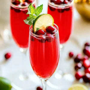 To make Sparkling Cranberry Mimosas, you need: - 2 cups cranberry juice (preferably 100% cranberry juice) - 1 cup sparkling water or club soda - 1 tablespoon fresh lime juice - Fresh cranberries, for garnish - Lime slices, for garnish - Mint leaves, for garnish Each ingredient adds a unique touch to the drink. The cranberry juice gives a sweet and tart flavor. The sparkling water adds fizz, making it festive. Fresh lime juice brightens the drink and adds a nice zing. Garnishes are fun and can make your drink look great. You can add: - Extra fresh cranberries - Lime wedges - More mint leaves These garnishes not only look pretty but also add fresh flavors. You can mix and match them based on your taste. If you don't have an ingredient, don't worry! Here are some swaps you can try: - Use any berry juice if you don’t have cranberry juice. - Swap sparkling water with lemon-lime soda for a sweeter taste. - Try lemon juice instead of lime for a different zing. These substitutions can help you customize your drink while keeping it festive. Enjoy experimenting with flavors! {{ingredient_image_1}} To start, grab a large pitcher. Pour in 2 cups of 100% cranberry juice. Next, add 1 tablespoon of fresh lime juice. This lime juice brightens the drink and balances the sweetness. Stir the mixture well to blend the flavors. You want a smooth and tasty base for your mimosas. Now, it’s time to add some fizz. Gently pour in 1 cup of sparkling water or club soda. Be careful! Stir slowly to keep the bubbles. Mixing too fast can make the drink lose its sparkle. You want a refreshing drink that bubbles nicely when served. Prepare your glasses with a few fresh cranberries in each one. This step adds a festive touch. Pour the sparkling cranberry mixture into each glass, filling it about three-quarters full. For an extra pop of color, garnish each drink with a lime slice on the rim. Add a sprig of fresh mint for aroma and charm. Serve right away to enjoy the vibrant flavors! To keep your mimosas bubbly, do not mix too hard. Gently pour the sparkling water into the juice mixture. Stir slowly to maintain those delightful bubbles. Use chilled sparkling water for added fizz. Serve the drinks right after making them for the best experience. Garnishes add flair and taste. Use fresh cranberries, lime slices, and mint leaves to make your drink pop. Place a few cranberries at the bottom of each glass. Add a lime slice on the rim for a nice touch. Top with a sprig of mint for a fresh aroma and vibrant color. This recipe makes 4 to 6 servings. To serve more, just double the ingredients. If you have a larger crowd, consider preparing a pitcher. Keep the ratio of juices and sparkling water the same for balanced flavors. Remember, the more, the merrier! Pro Tips Choose Quality Juice: Using 100% cranberry juice ensures a rich flavor without added sugars or preservatives. Chill Ingredients: For the best experience, chill your cranberry juice and sparkling water before mixing to keep your mimosas refreshingly cool. Garnish Creatively: Experiment with different garnishes like rosemary or edible flowers for a unique twist on presentation. Make It Ahead: Prepare the cranberry juice and lime mixture in advance and add sparkling water just before serving to maintain its fizz. {{image_2}} Sparkling cranberry mimosas shine at winter holiday gatherings. The bright red color brings cheer. For summer brunches, swap cranberry juice for lighter fruit juices. Think about using fresh orange juice or peach juice. These alternatives provide a refreshing twist that fits the season. You can even mix cranberry and orange juice together for a fun flavor blend. To add a kick, mix in champagne or prosecco. The bubbles elevate your drink's festive spirit. Use equal parts of sparkling wine and juice for balance. This adds complexity and makes it feel more special. For a fun touch, try flavored sparkling wines. Raspberry or peach-flavored options can change the drink's profile. Get creative with fruit additions! Fresh berries, like raspberries or blueberries, can enhance your drink. Simply drop a few berries in each glass for color and taste. You might also try citrus slices, like oranges or lemons. These fruits add a bright zing and make your drink pop. Don’t be afraid to mix flavors. Experimenting can lead to delightful surprises! If you have leftover sparkling cranberry mix, pour it into an airtight container. Make sure to seal it tightly to keep the bubbles in. Store it in the fridge. Try to use the mix within two days for the best taste and fizz. The mix stays fresh for about two days when stored properly. The cranberry juice lasts longer, but the bubbles will fade. For the best experience, drink it sooner rather than later. Always check for any off smells before using. You can easily reuse the leftover cranberry juice in different ways. Add it to smoothies for a tasty twist. Mix it into a salad dressing for a fruity touch. You can even use it to make popsicles by freezing it in molds. The fresh cranberries and mint can brighten up other drinks or dishes too! You can prepare the cranberry juice and lime juice mixture ahead of time. Mix these in a pitcher and store it in the fridge. This keeps the flavors fresh. However, add the sparkling water just before serving. This step keeps your drink fizzy and fun. If you mix it too early, the bubbles will go flat. You can switch up the cranberry juice for many other juices. Orange juice adds a classic twist. Pineapple juice brings a sweet and tropical flair. Pomegranate juice offers a rich, tart flavor. Mix and match to find your favorite. Just keep the same ratio for a tasty drink. To make a non-alcoholic Sparkling Cranberry Mimosa, simply skip any alcohol. Use sparkling water or club soda as the base. You can also add more juice for flavor. For a fun twist, consider adding sparkling grape juice. This option keeps the drink festive without the alcohol. You can now create delicious Sparkling Cranberry Mimosas by using simple steps. We covered the key ingredients, their substitutes, and garnishes. I shared tips to keep fizz and ideas for seasonal twists. You learned storage tips and how to repurpose extras. Now, get ready to impress friends and family with these drinks at your next gathering. Making these mimosas is easy and fun. Enjoy the fizz and flavor!