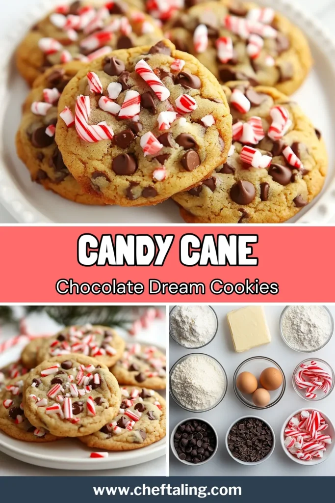 Indulge in the joy of the season with these Candy Cane Chocolate Chip Cookies! Perfect for holiday gatherings, this Christmas cookie recipe blends rich chocolate chips and festive crushed candy canes for a delightful twist. These easy cookie recipes are a must-try this season! Get ready to impress friends and family—make your batch of Candy Cane Chocolate Chip Cookies today! #CandyCaneCookies #ChristmasCookies #HolidayBaking #EasyRecipes