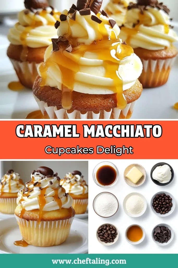 Indulge in the rich flavors of Caramel Macchiato Cupcakes with this easy Espresso Cupcake Recipe. These coffee-flavored cupcakes are a delightful treat, topped with luscious caramel sauce for an irresistible finish. Perfect for coffee lovers, these homemade cupcake recipes offer a sweet twist on a classic favorite. Bake a batch and impress your friends! Don’t forget to save this recipe for later! #CaramelMacchiatoCupcakes #CoffeeFlavoredCupcakes #CupcakeRecipes #DessertLovers