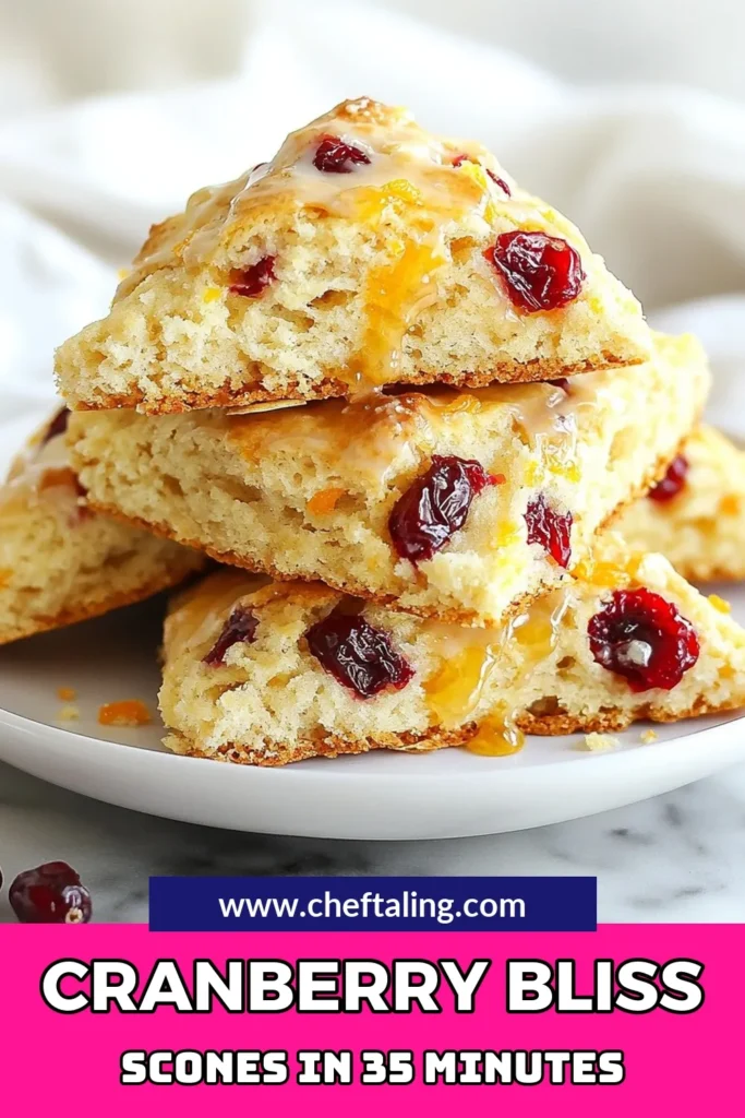 Discover the deliciousness of cranberry orange scones with this easy scone recipe! Bursting with orange zest and chewy dried cranberries, these baked cranberry scones are perfect for brunch scone ideas. In just 35 minutes, you can enjoy warm, flavorful scones drizzled with a sweet orange glaze. Add this delightful recipe to your collection today! Don’t forget to save for later! #CranberryOrangeScones #BrunchIdeas #SconeRecipe #BakedScones