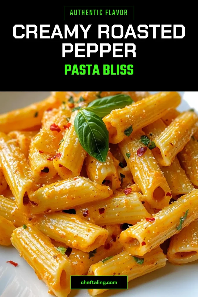 Discover the deliciousness of creamy roasted red pepper pasta! This easy pasta recipe features a delightful roasted red pepper sauce that makes for a perfect vegetarian pasta dish. Ideal for quick dinner recipes, this recipe combines vibrant flavors with simple ingredients. Ready in just 45 minutes, your family will love this tasty meal. Try it tonight and elevate your dinner game! #CreamyRoastedRedPepperPasta #EasyPastaRecipes #VegetarianPastaDishes #QuickDinnerRecipes