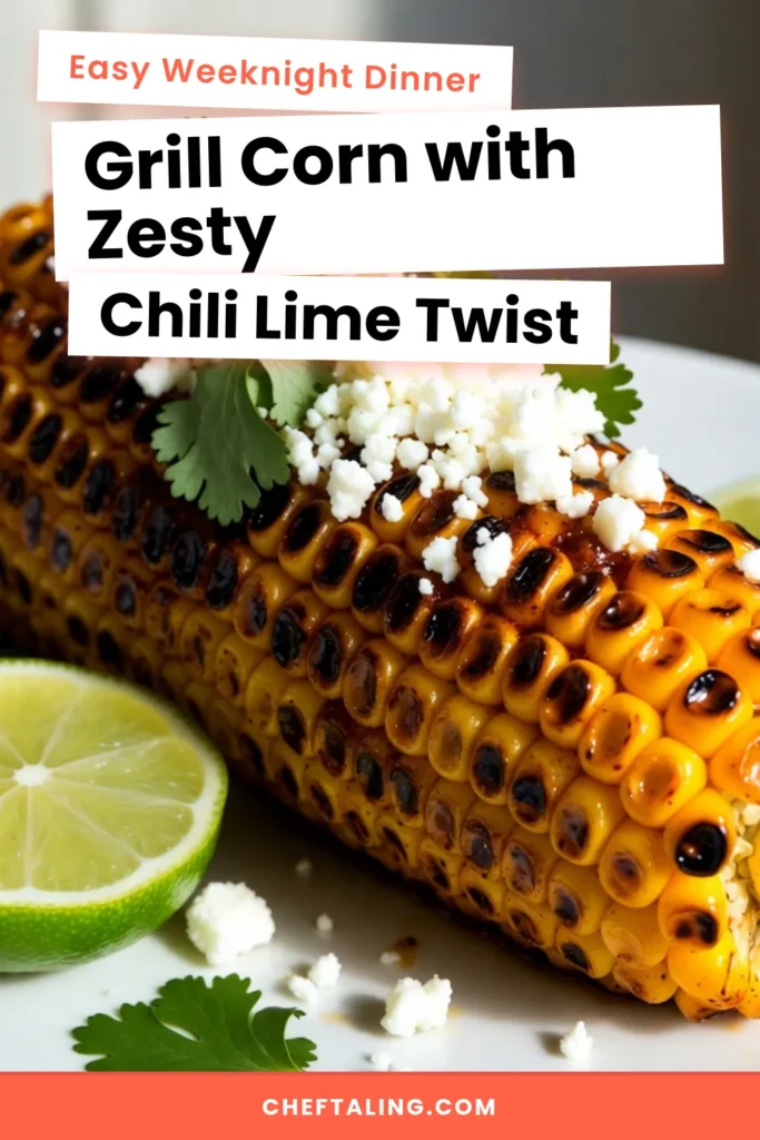 Elevate your summer barbecues with this delicious Chili Lime Grilled Corn recipe! Perfectly grilled corn is coated in a zesty mix that features chili powder and fresh lime juice, and topped with creamy cotija cheese for a delightful flavor. This easy corn on the grill is a must-try, whether you're serving it as a side or adding it to a summer corn salad. Save this recipe for spicy grilled corn that will wow your guests! #GrilledCorn #SummerRecipes #CornOnTheGrill #ChiliLimeCorn