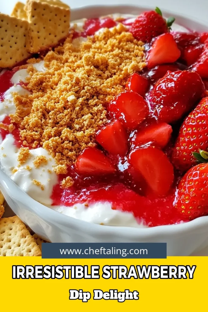 Indulge in the deliciousness of this easy cheesecake dip recipe! Perfect for parties or a sweet snack, this creamy strawberry dip combines cream cheese, fresh strawberries, and a hint of vanilla for a delightful treat. With no baking required, this no-bake strawberry dip is perfect for any occasion. Ready in just 15 minutes, it's a must-try! Save this strawberry cheesecake dip recipe now! #StrawberryDessertDip #NoBakeDip #CheesecakeDip #EasyRecipes