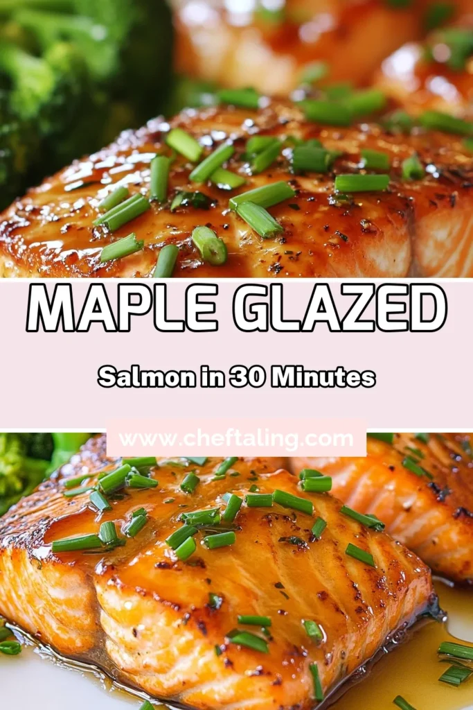 Looking for a delicious and healthy dinner? Try this easy maple glazed salmon recipe! This baked salmon with maple syrup is perfect for any night and makes an impressive meal. Using a gluten-free salmon marinade, you can savor the sweet and savory flavors while enjoying a nutritious meal. Perfect for busy weeknights, it's both flavorful and healthy. Save this recipe for delicious family dinners! #MapleGlazedSalmon #EasySalmonRecipes #HealthyDinner #GlutenFreeRecipes