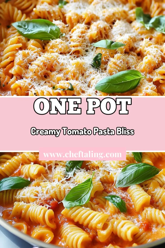 Discover the ultimate comfort food with this One Pot Creamy Tomato Basil Pasta recipe! This easy tomato basil pasta dish combines flavorful ingredients like garlic, fresh basil, and creamy goodness, all cooked in one pot for quick cleanup. Perfect for busy nights, this quick one pot pasta recipe uses vegetable broth for a delicious, hearty meal. Save this creamy tomato pasta recipe for your next dinner! #OnePotPasta #CreamyTomatoPasta #EasyPasta #VegetableBrothDish