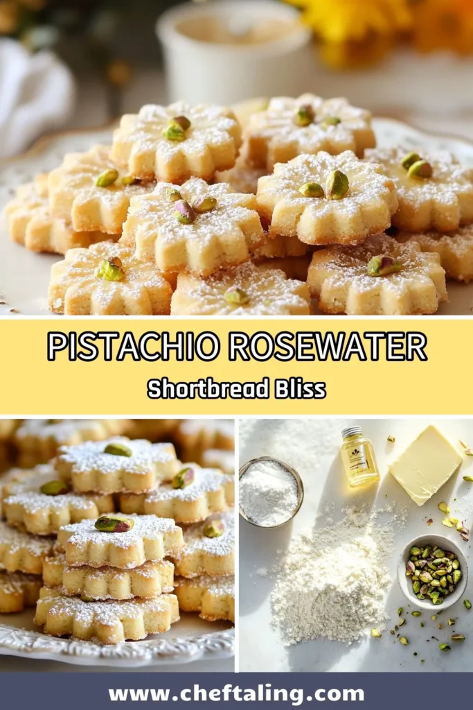Indulge in the delightful flavors of Pistachio Rosewater Shortbread with this easy shortbread cookies recipe. These rosewater desserts blend buttery shortbread with the nutty crunch of pistachio cookies, creating a perfect treat for any occasion. Simple to make and absolutely delicious, these shortbread cookies will impress everyone. Try this unique dessert today! Don't forget to save for later! #PistachioRosewater #ShortbreadCookies #RosewaterDesserts #EasyShortbreadRecipes