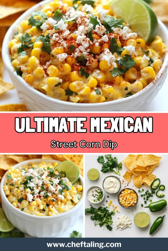 Indulge in this mouthwatering Mexican street corn dip, the ultimate creamy corn dip you'll love! Our corn dip recipe features cotija cheese for a delicious twist on a classic. Perfect for parties, this easy appetizer recipe comes together in just 10 minutes. Serve it with tortilla chips for an irresistible snack. Get ready to impress your guests—save this recipe now! #mexicanstreetcorndip #corn diprecipe #easyappetizer #cotijacheesedip