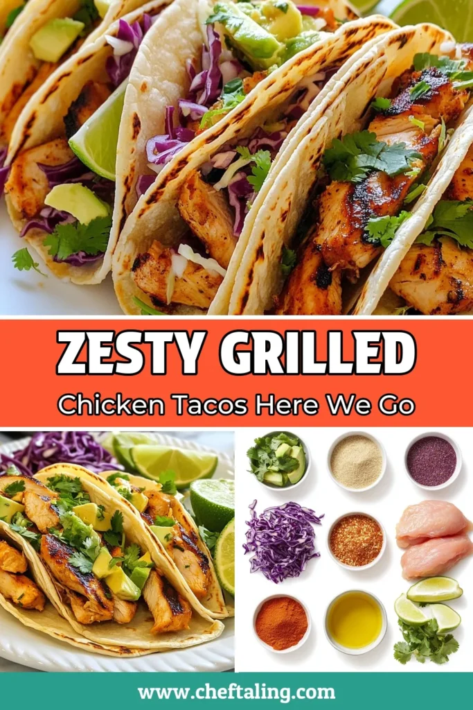 Savor the delicious taste of Chili Lime Grilled Chicken Tacos with this easy grilled chicken taco recipe! Marinated in a flavorful lime marinade for chicken, these healthy taco recipes are perfect for any night. Grill juicy chicken, layer it in warm tortillas with fresh toppings, and serve with lime wedges. Ideal for quick meals and gatherings. Save this recipe for a tasty twist on taco night! #ChiliLimeChickenTacos #HealthyRecipes #GrilledChicken #TacoNight