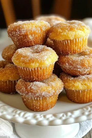 - 1 cup apple cider - 2 cups all-purpose flour - 1 cup granulated sugar - 1 tablespoon baking powder - 1 teaspoon baking soda - 1 teaspoon ground cinnamon - ½ teaspoon ground nutmeg - ½ teaspoon salt - 2 large eggs - ½ cup unsalted butter, melted and cooled - 1 teaspoon vanilla extract - ½ cup brown sugar (for coating) - 2 tablespoons cinnamon (for coating) You can swap some ingredients if needed. Use whole wheat flour for a healthier muffin. Brown sugar can replace granulated sugar for a deeper flavor. For a dairy-free option, use coconut oil instead of butter. Make sure to adjust your baking time if you change the recipe. Using fresh apple cider enhances the taste. Look for cider that is unfiltered and made from fresh apples. Good quality all-purpose flour is key for texture. Fresh spices, like cinnamon and nutmeg, bring out the best flavors. Always check the freshness of your baking powder and soda. This ensures your muffins rise well and have a perfect crumb. {{ingredient_image_1}} First, preheat your oven to 350°F (175°C). Grease your muffin tin or line it with muffin liners. Next, pour 1 cup of apple cider into a small saucepan. Heat it on medium until it simmers. You want to reduce the cider by half, which takes about 10 minutes. Once it's reduced to about ½ cup, set it aside to cool. In a large bowl, whisk together 2 cups of all-purpose flour, 1 cup of granulated sugar, 1 tablespoon of baking powder, 1 teaspoon of baking soda, 1 teaspoon of ground cinnamon, ½ teaspoon of nutmeg, and ½ teaspoon of salt. This mix is the dry part of your batter. In another bowl, beat 2 large eggs. Then, add ½ cup of melted unsalted butter, the cooled apple cider, and 1 teaspoon of vanilla extract. Mix these wet ingredients well. Now, pour the wet mix into the dry mix. Stir gently until just combined. It's okay if there are some lumps; don’t overmix. Fill each muffin cup about ¾ full with the batter. This allows room for the muffins to rise. Place the muffin tin in the oven and bake for 15-18 minutes. Check for doneness by inserting a toothpick in the center of a muffin. If it comes out clean, your muffins are ready. Once baked, let them cool in the tin for a few minutes before moving them to a wire rack. While the muffins cool, combine ½ cup of brown sugar and 2 tablespoons of cinnamon in a bowl. This will be your sweet coating. Once the muffins are cool enough to handle, roll each one in the brown sugar-cinnamon mix until fully coated. This step adds sweetness and that classic donut taste. Now your apple cider donut muffins are ready to enjoy! To get perfect muffins, follow these steps: - Measure your flour correctly. Spoon it into the cup, then level it off. - Use room temperature eggs. They mix better and help with rising. - Don't overmix the batter. Stir until just combined to keep muffins light. - Fill muffin cups to about ¾ full. This helps them rise nicely. - Check for doneness with a toothpick. It should come out clean when done. Avoid these common mistakes to ensure success: - Overmixing can make muffins tough. Mix gently and stop when combined. - Using cold ingredients can affect the texture. Let ingredients warm up first. - Opening the oven too early can cause muffins to fall. Wait until the last few minutes to check. - Not letting muffins cool before coating can cause the sugar to melt. Let them cool on a wire rack. Presentation is key to making these muffins shine: - Arrange muffins on a wooden platter for a rustic look. - Serve with fresh apple slices for a fun touch. - Dust muffins lightly with powdered sugar for a sweet finish. - Add a small bowl of caramel sauce for dipping, enhancing the flavor experience. Enjoy these treats with friends or family for a delightful moment! Pro Tips Use Fresh Apple Cider: For the best flavor, make sure to use fresh, unfiltered apple cider instead of apple juice. It enhances the apple flavor in the muffins. Don’t Overmix: When combining wet and dry ingredients, mix just until combined. Overmixing can lead to dense muffins; a few lumps are perfectly fine. Cool Before Coating: Allow the muffins to cool for at least 5 minutes before rolling them in the cinnamon-sugar mixture. This helps the coating stick better. Experiment with Spices: Feel free to add other spices like allspice or cloves to the batter for a more complex flavor profile. Adjust according to your taste! {{image_2}} You can enjoy these muffins without gluten. Use a gluten-free flour blend instead of regular flour. Make sure your blend has a good binding agent, like xanthan gum. This helps keep the muffins moist and fluffy. You might need to adjust the baking time, so check for doneness with a toothpick. To make these muffins vegan, replace the eggs with flax eggs or applesauce. Use plant-based butter or coconut oil in place of regular butter. Substitute almond or oat milk for the regular milk. The flavor will still be rich, and you won’t miss the eggs or dairy. Want to kick up the flavor? Add some chopped nuts, like walnuts or pecans, for crunch. You can also mix in chocolate chips for a sweet twist. Try using different spices, like ginger or cardamom, for a unique taste. Each change adds a new layer, making these muffins even more delightful. To keep your apple cider donut muffins fresh, store them in an airtight container. Place a paper towel at the bottom to absorb moisture. This helps keep the muffins soft. They can stay fresh for up to three days at room temperature. If you want them to last longer, consider refrigerating them. Just remember, the fridge can dry them out faster. Freezing these muffins is easy and effective. First, let the muffins cool completely. Then, wrap each muffin in plastic wrap. Place them in a freezer-safe bag or container. Be sure to remove as much air as possible. You can freeze them for up to three months. When you are ready to eat, just thaw them in the fridge overnight. To reheat your muffins, you have a couple of options. If you prefer a warm muffin, use the oven. Preheat it to 350°F (175°C). Place the muffin on a baking sheet for about 5-10 minutes. This will refresh the flavor. You can also use a microwave for a quicker option. Heat one muffin for about 15-20 seconds. Enjoy your warm, delicious muffin! Yes, you can make these muffins ahead of time. Bake them and let them cool completely. Place them in an airtight container. Store at room temperature for up to three days. For longer storage, you can freeze them. Wrap each muffin in plastic wrap, then place them in a freezer bag. They can last up to three months in the freezer. To adjust the recipe for smaller servings, you can halve the ingredients. This will yield six muffins instead of twelve. Use a smaller muffin tin or a mini muffin tin for bite-sized treats. Adjust the baking time to about 10 to 12 minutes. Check for doneness by inserting a toothpick. The best way to reheat apple cider donut muffins is in the oven. Preheat your oven to 350°F (175°C). Place the muffins on a baking sheet. Warm them for about 5 to 10 minutes. You can also use the microwave if you’re short on time. Heat each muffin for about 15 to 20 seconds. Enjoy them warm, coated in sugar and spice! This blog post covered how to make delicious apple cider donut muffins. You learned about key ingredients, measurements, and how to substitute. I shared tips to ensure your muffins come out perfect, avoiding common mistakes. We explored several variations, like gluten-free and vegan options. I also provided storage tips to keep your muffins fresh. Remember, baking is a fun process! With practice, you will create amazing treats to enjoy and share. Happy baking!
